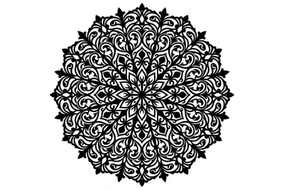 Black And White Circular Ornamental Mandala Pattern