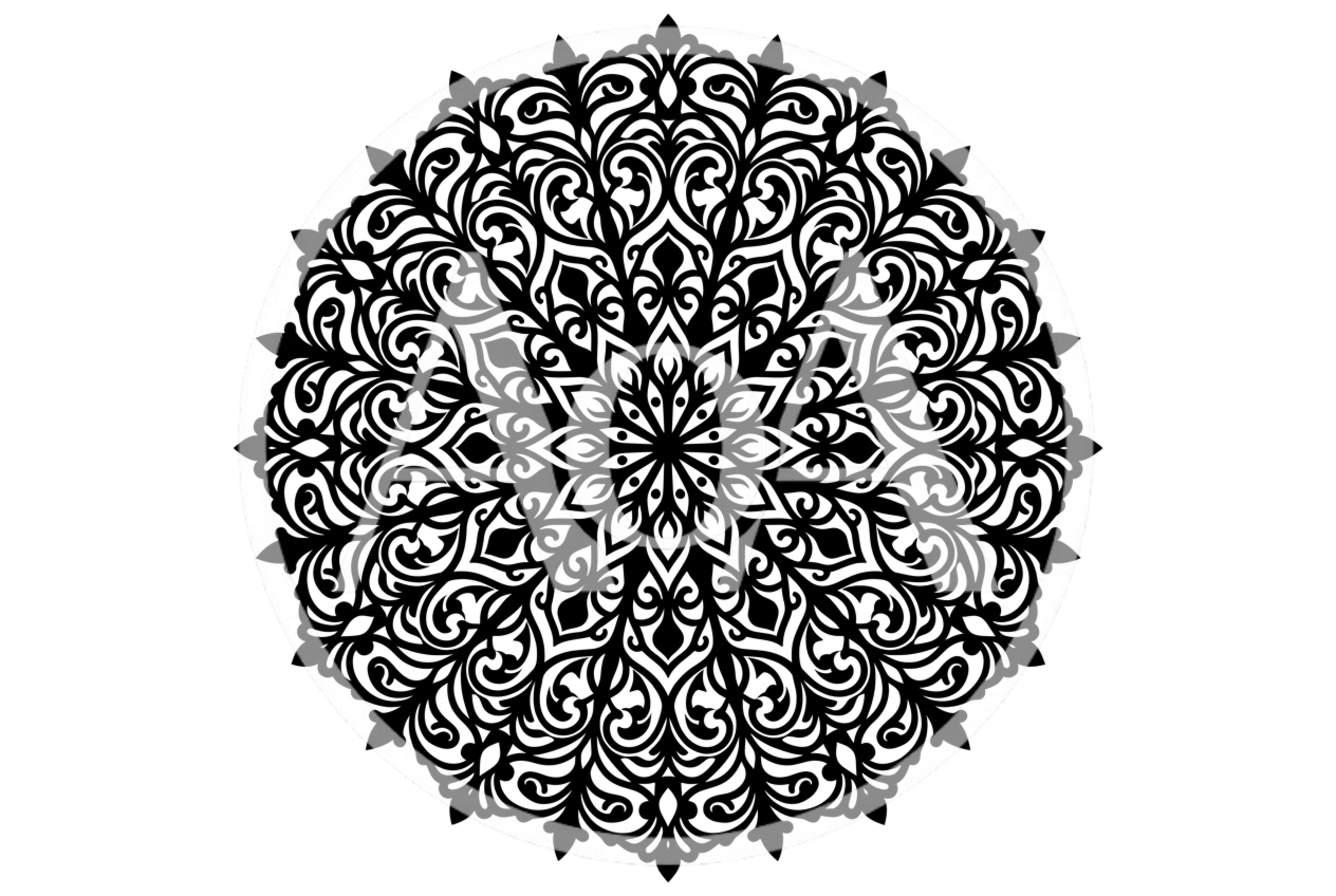 Black And White Circular Ornamental Mandala Pattern