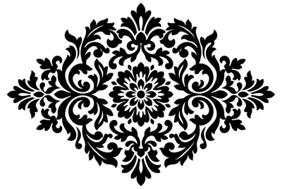 Black Damask Floral Ornament Vector Graphic