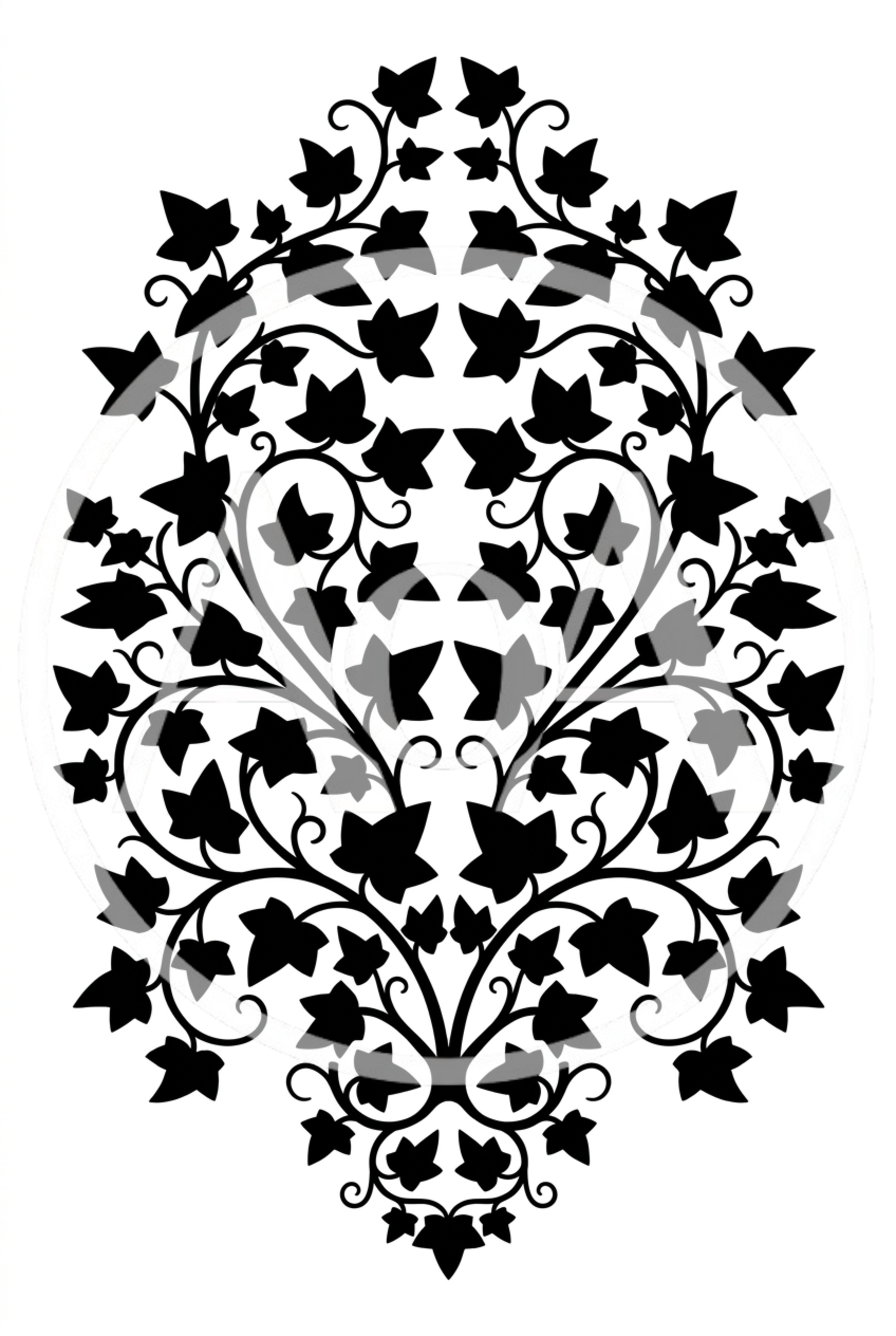 Symmetrical Ivy Leaf Floral Damask Pattern Design