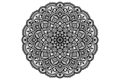 Intricate Black And White Circular Mandala Pattern