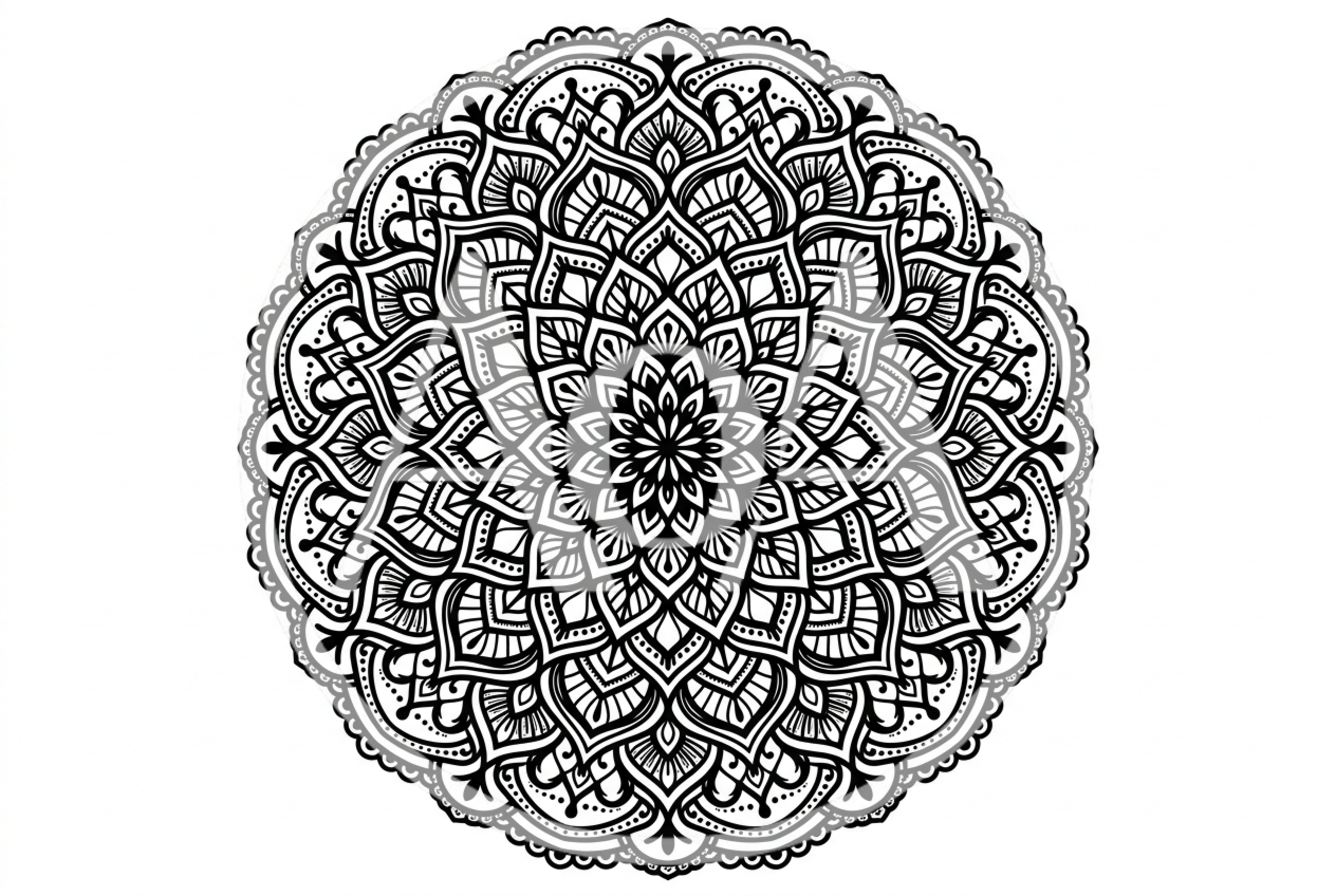 Intricate Black And White Circular Mandala Pattern