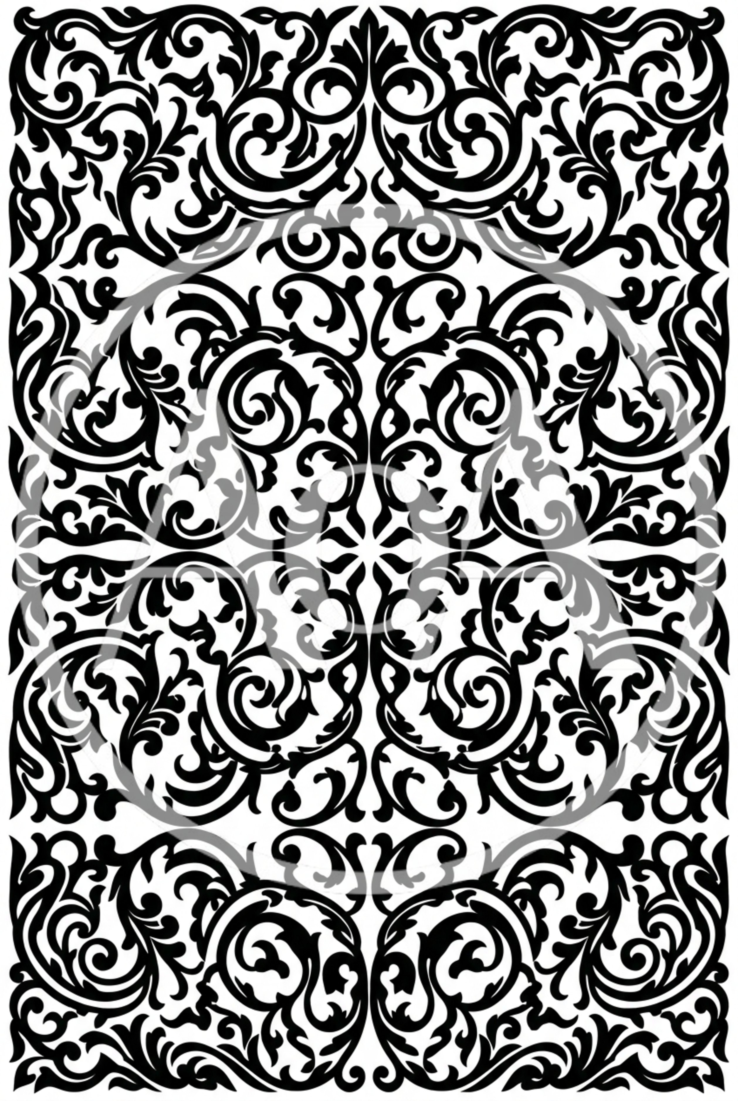 Black And White Ornate Floral Damask Pattern