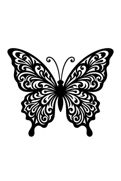 Decorative Black Butterfly Silhouette With Ornate Filigree Patterns