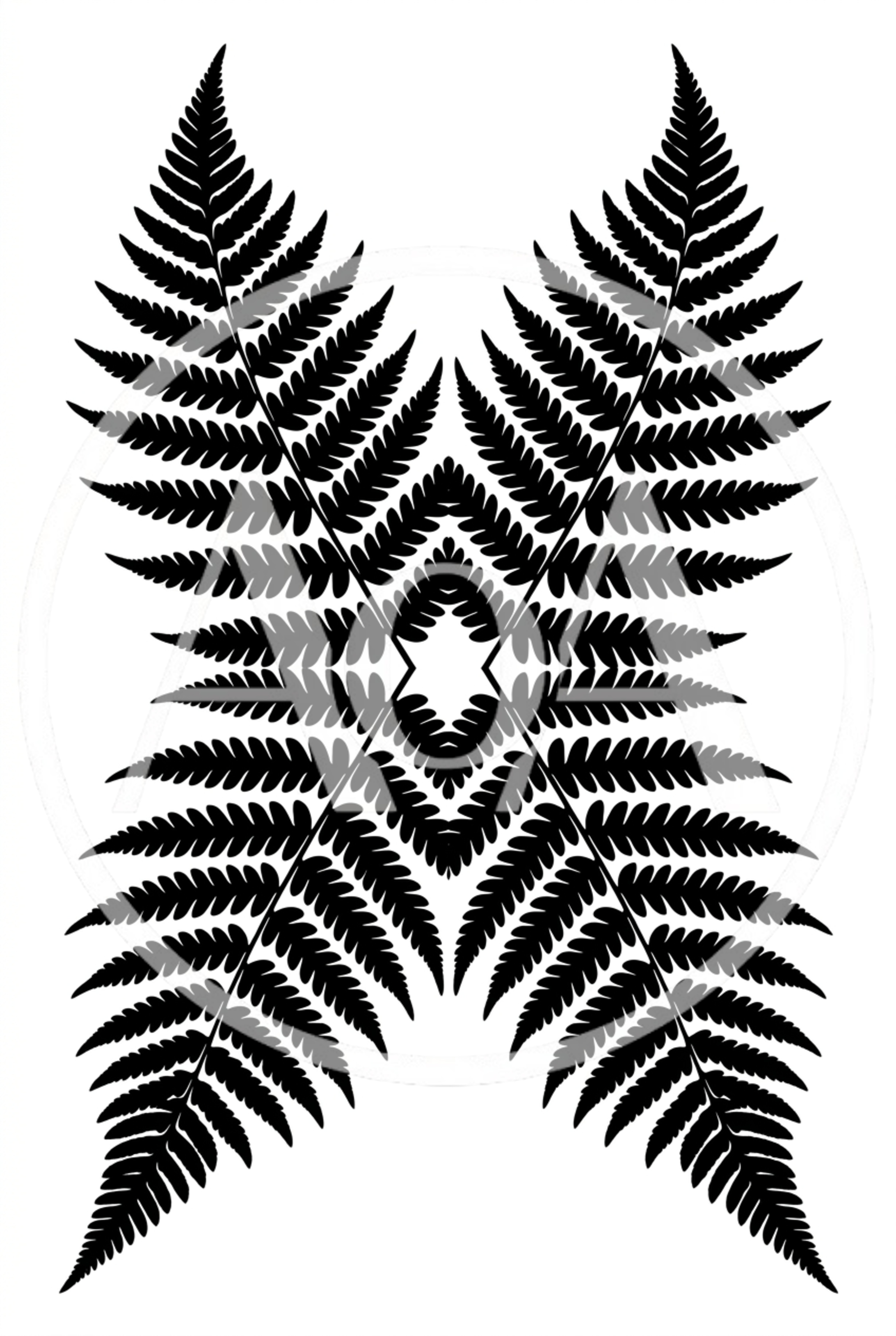 Symmetrical Fern Leaf Pattern Graphic Design