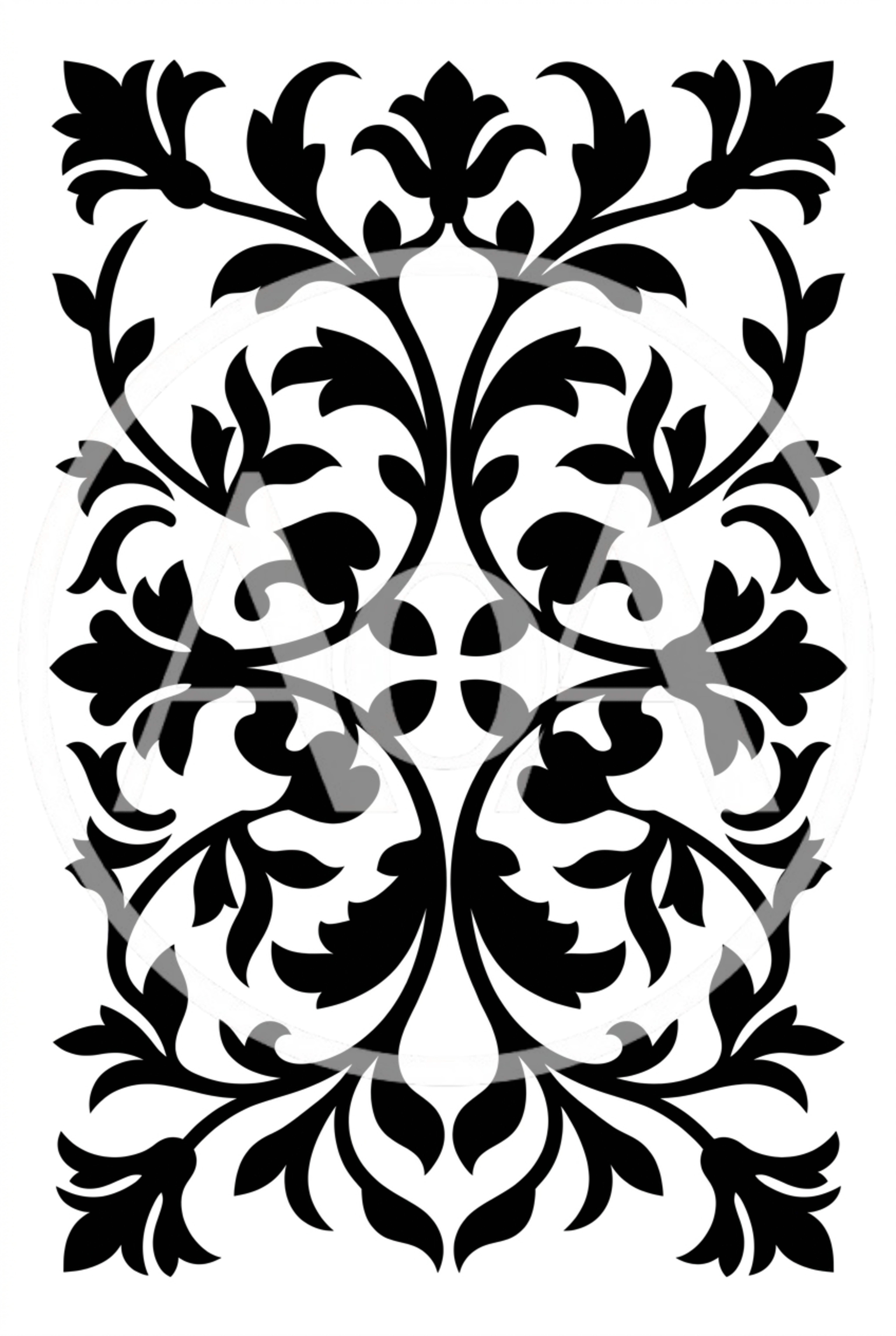 Symmetrical Floral Damask Pattern Vector Illustration