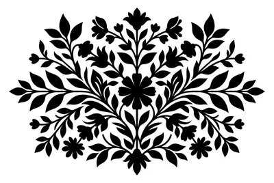 Symmetrical Floral Ornament Silhouette Design