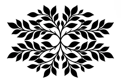 Symmetrical Black Leaf Pattern Floral Design