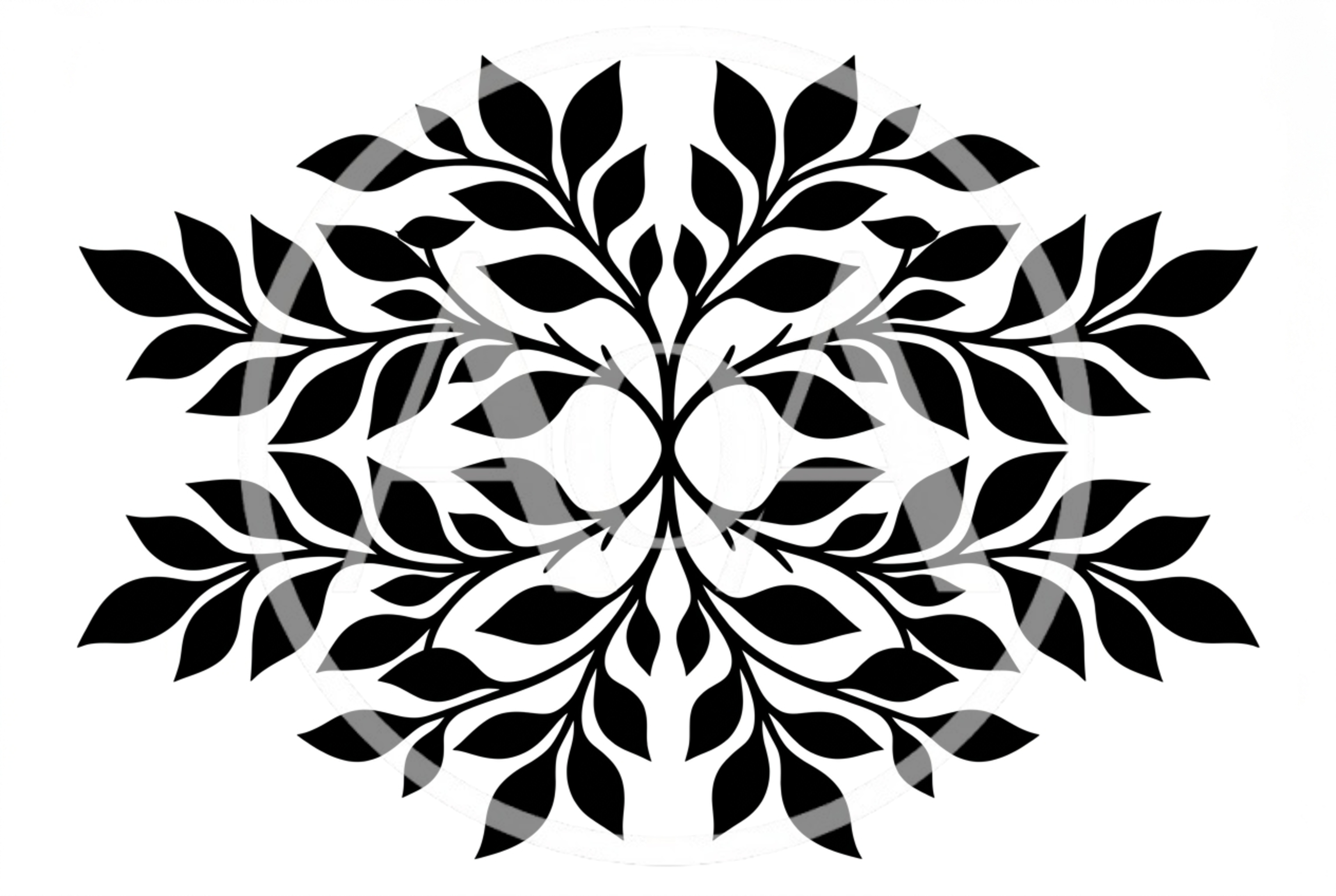 Symmetrical Black Leaf Pattern Floral Design