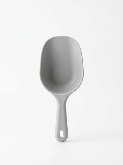 Minimalist Grey Plastic Scoop On White Background