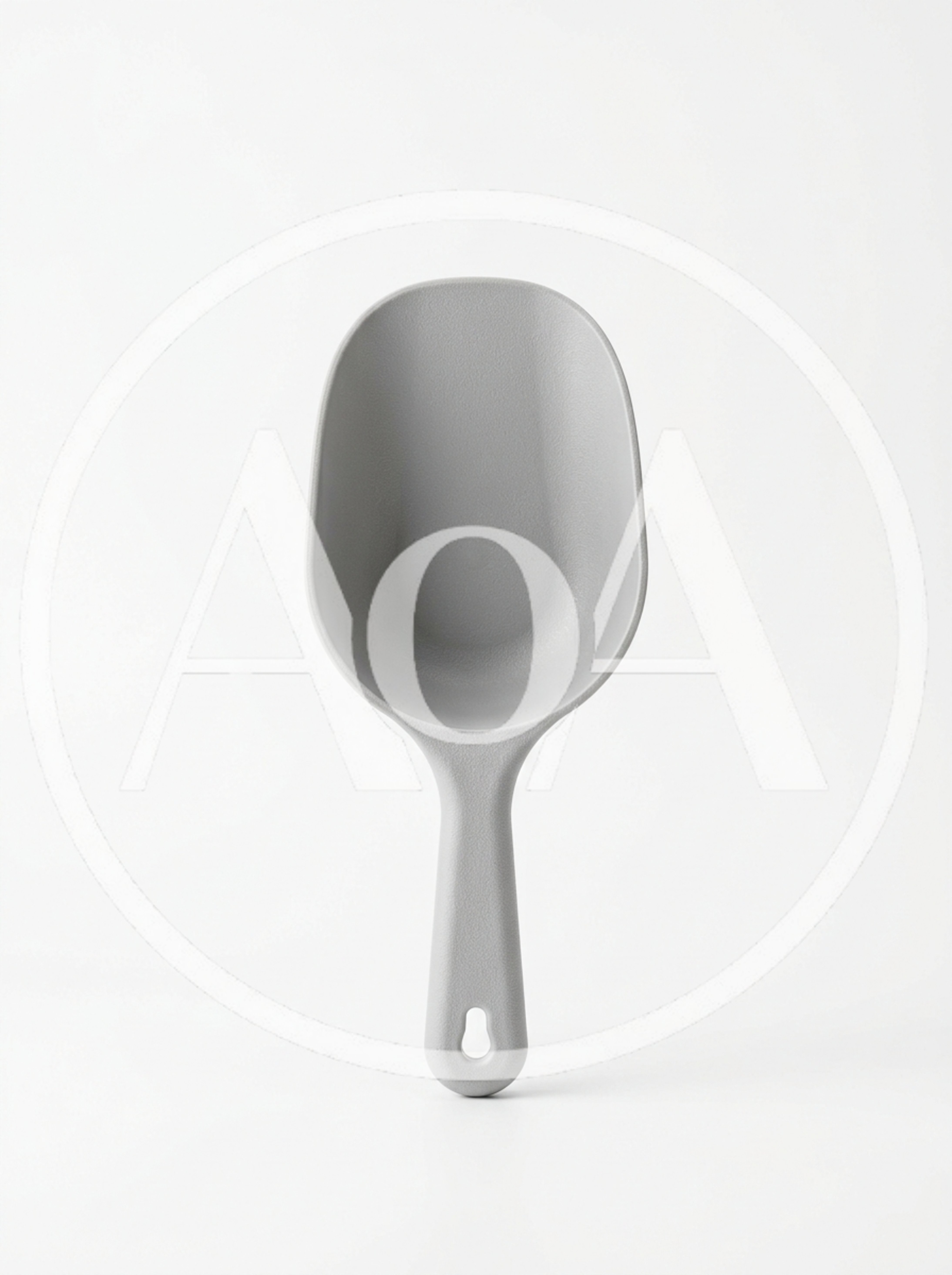 Minimalist Grey Plastic Scoop On White Background