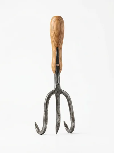 Handheld Garden Cultivator Tool With Wooden Handle