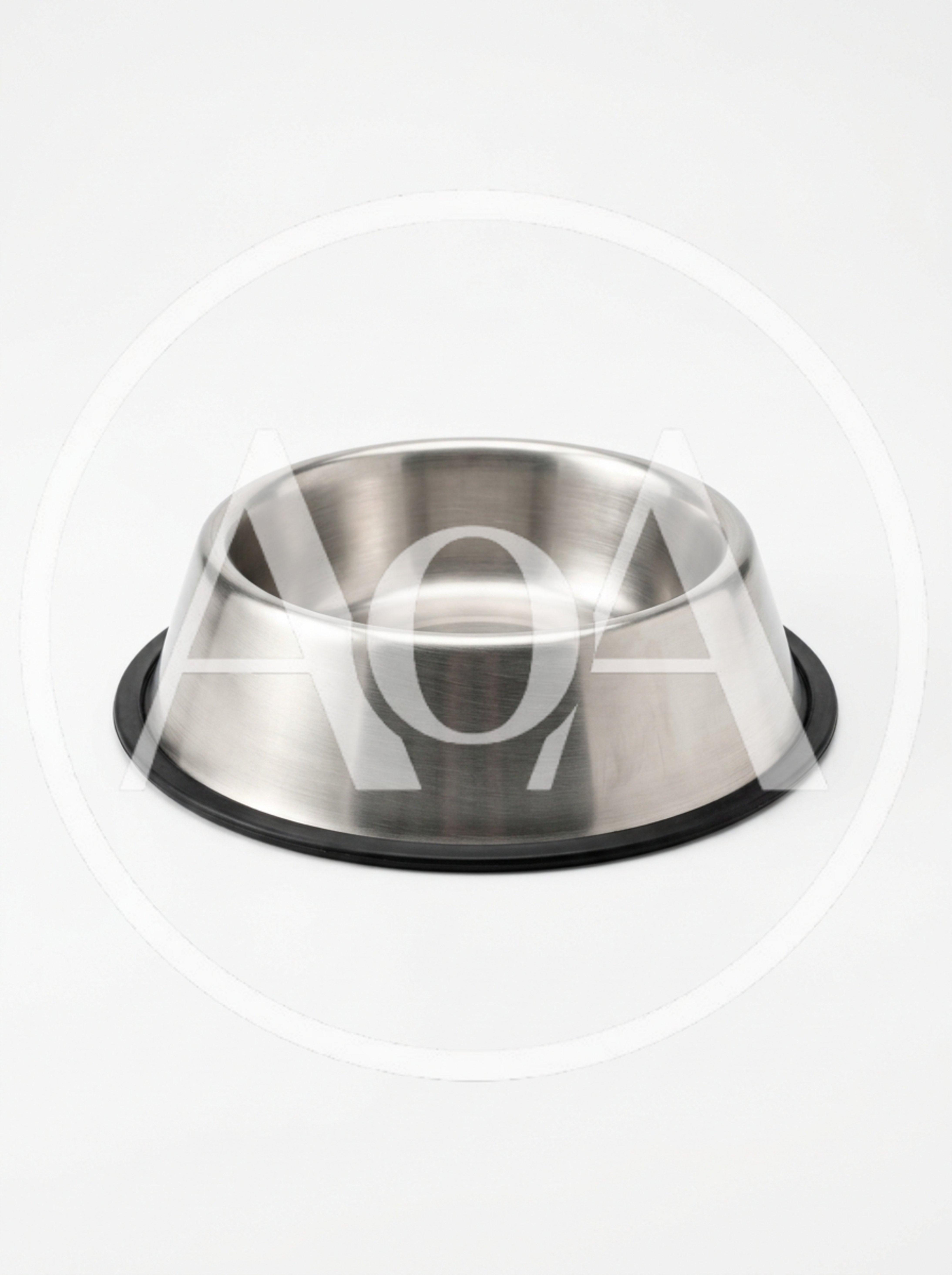 Stainless Steel Pet Bowl On White Background