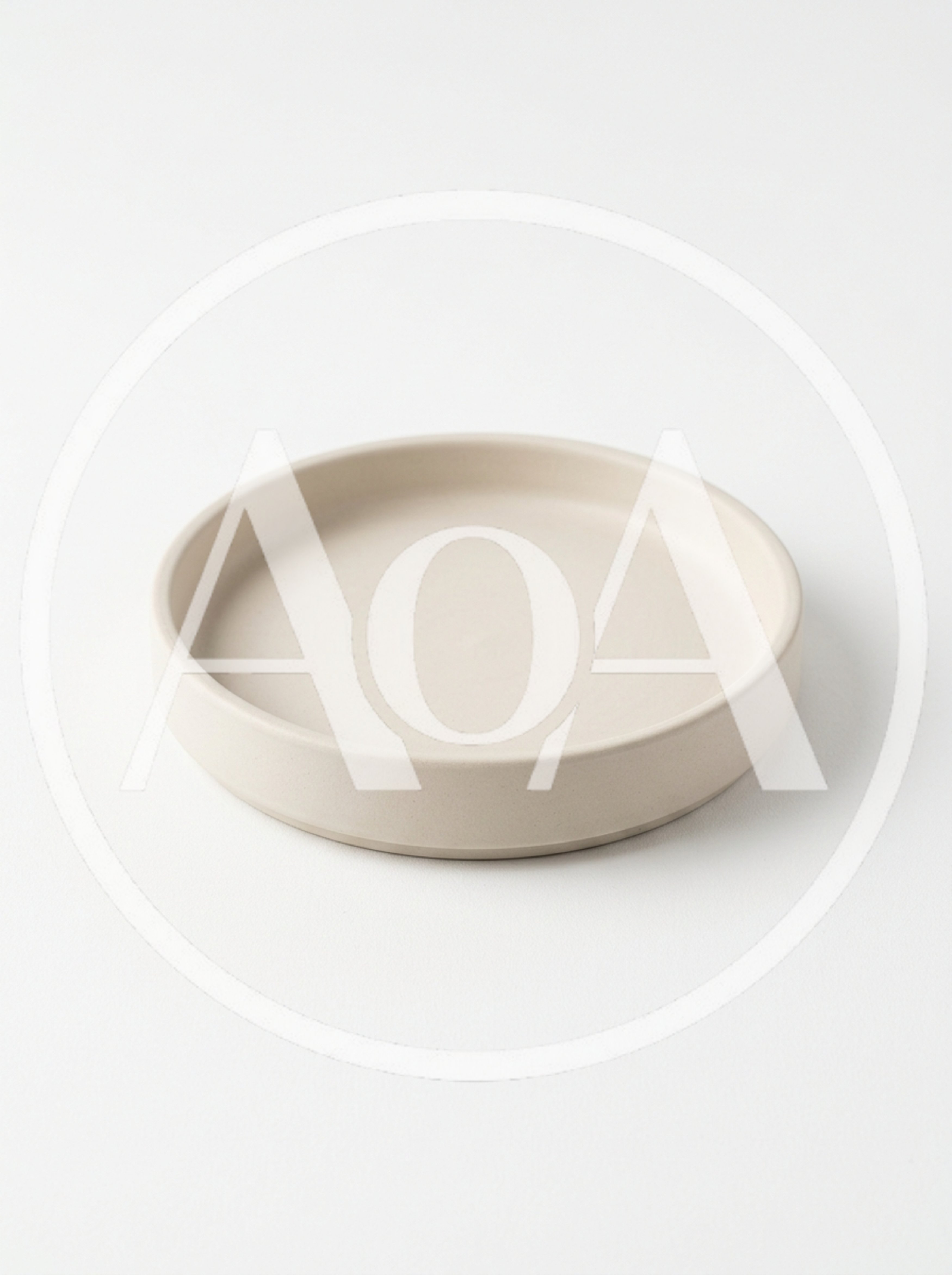 Minimalist Beige Ceramic Tray On White Background