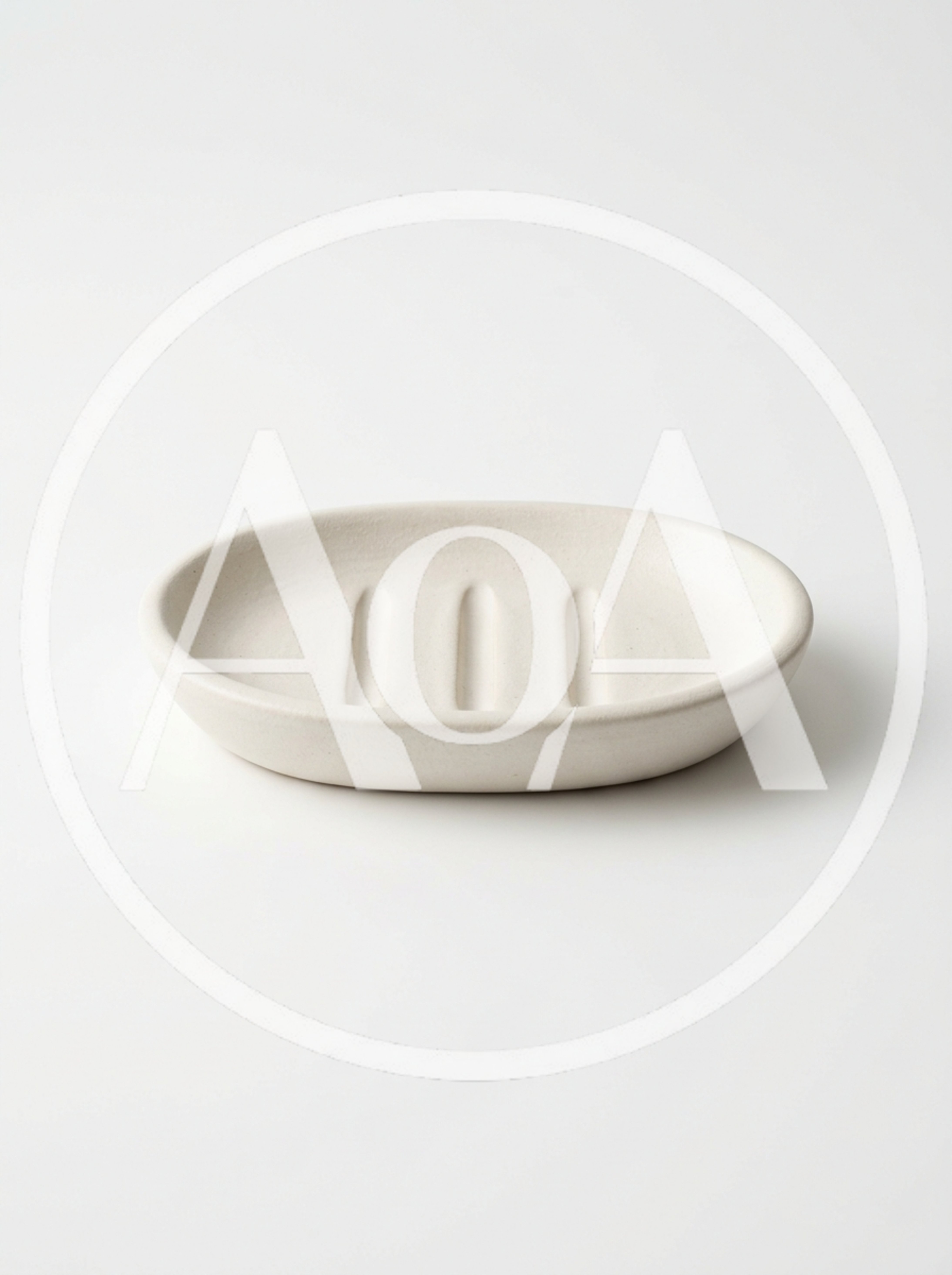 Minimalist Ceramic Soap Dish on White Background