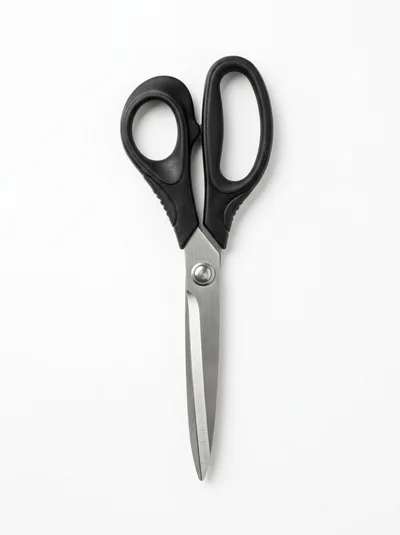 Black Handled Metal Scissors Isolated On White Background