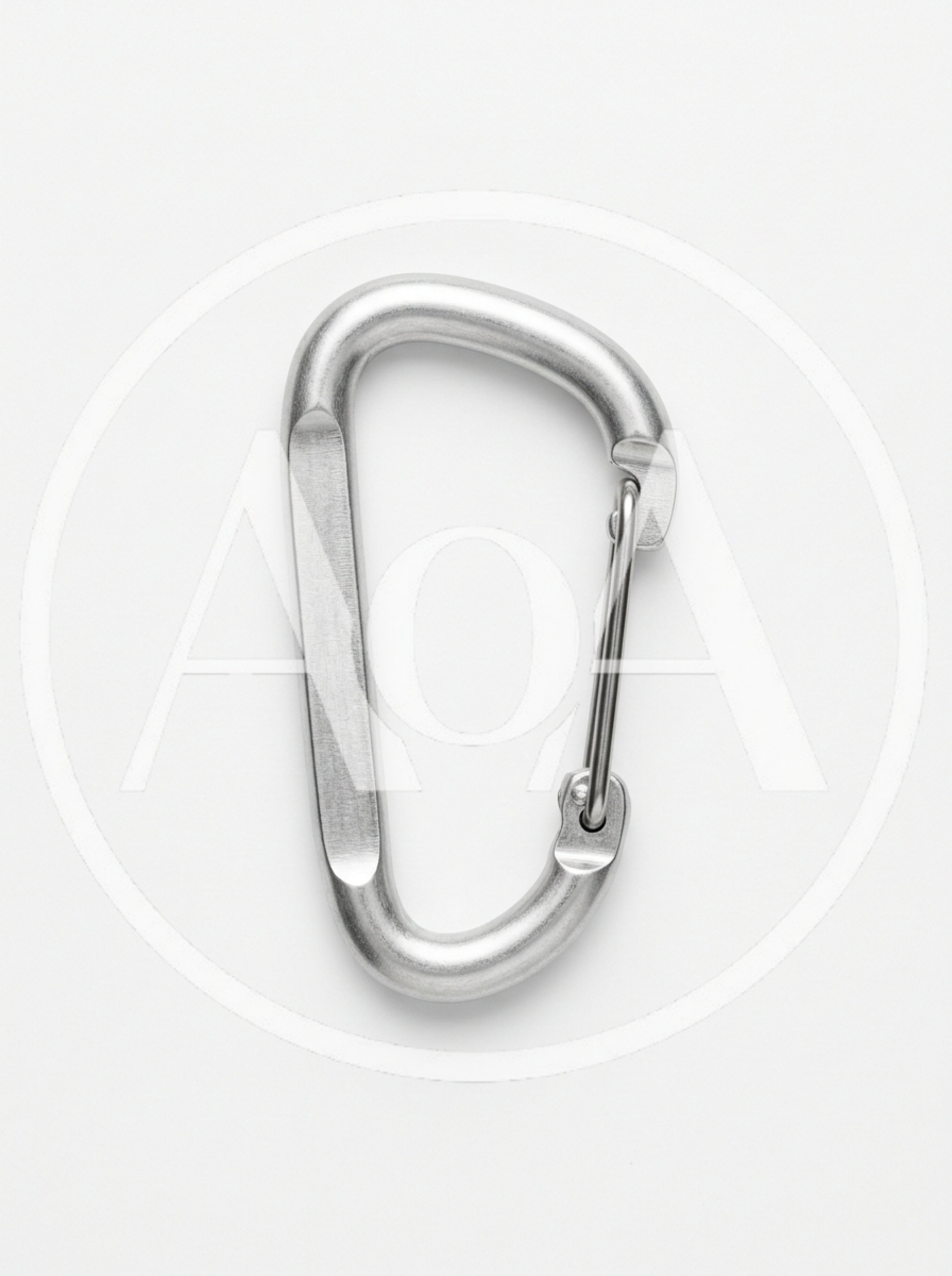 Single Silver Metal Carabiner Isolated On White Background