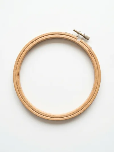 Wooden Embroidery Hoop Isolated On White Background