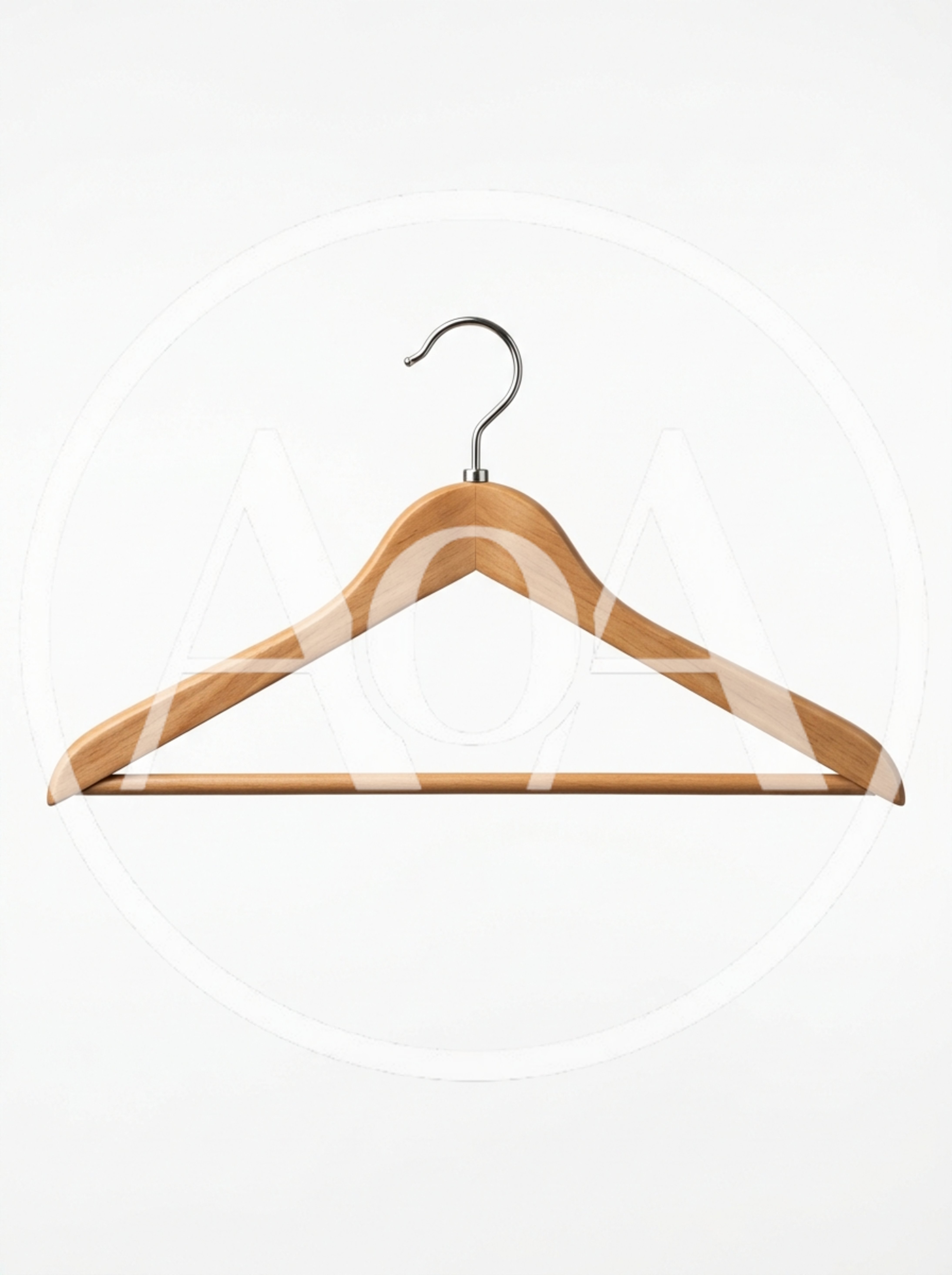 Wooden Clothes Hanger Isolated On White Background