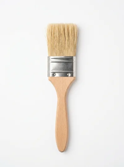 Wooden Handle Paint Brush Isolated On White Background