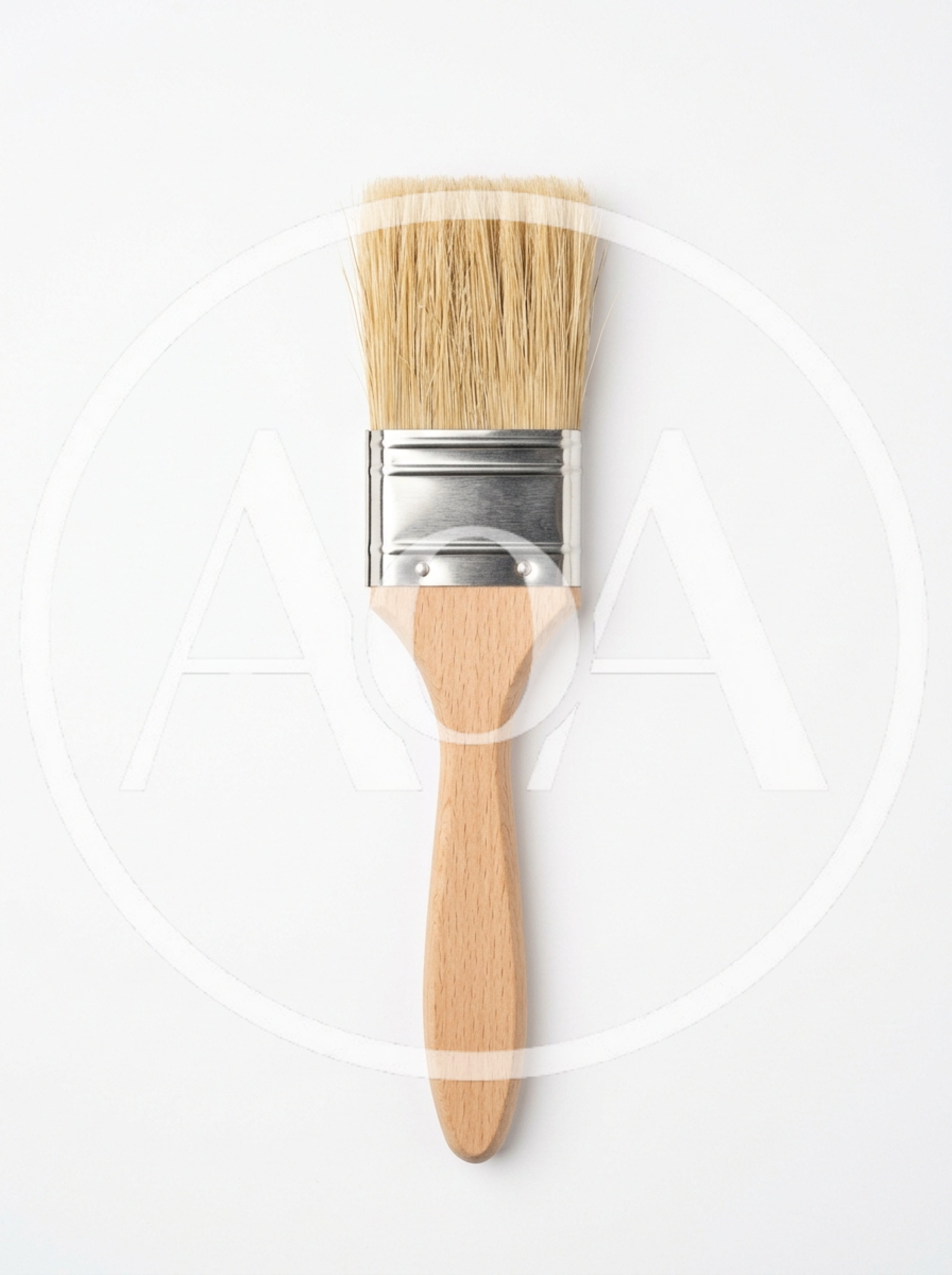 Wooden Handle Paint Brush Isolated On White Background