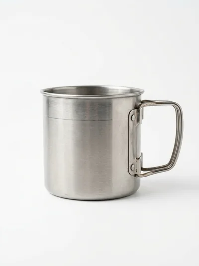 Stainless Steel Camping Mug Isolated On White Background