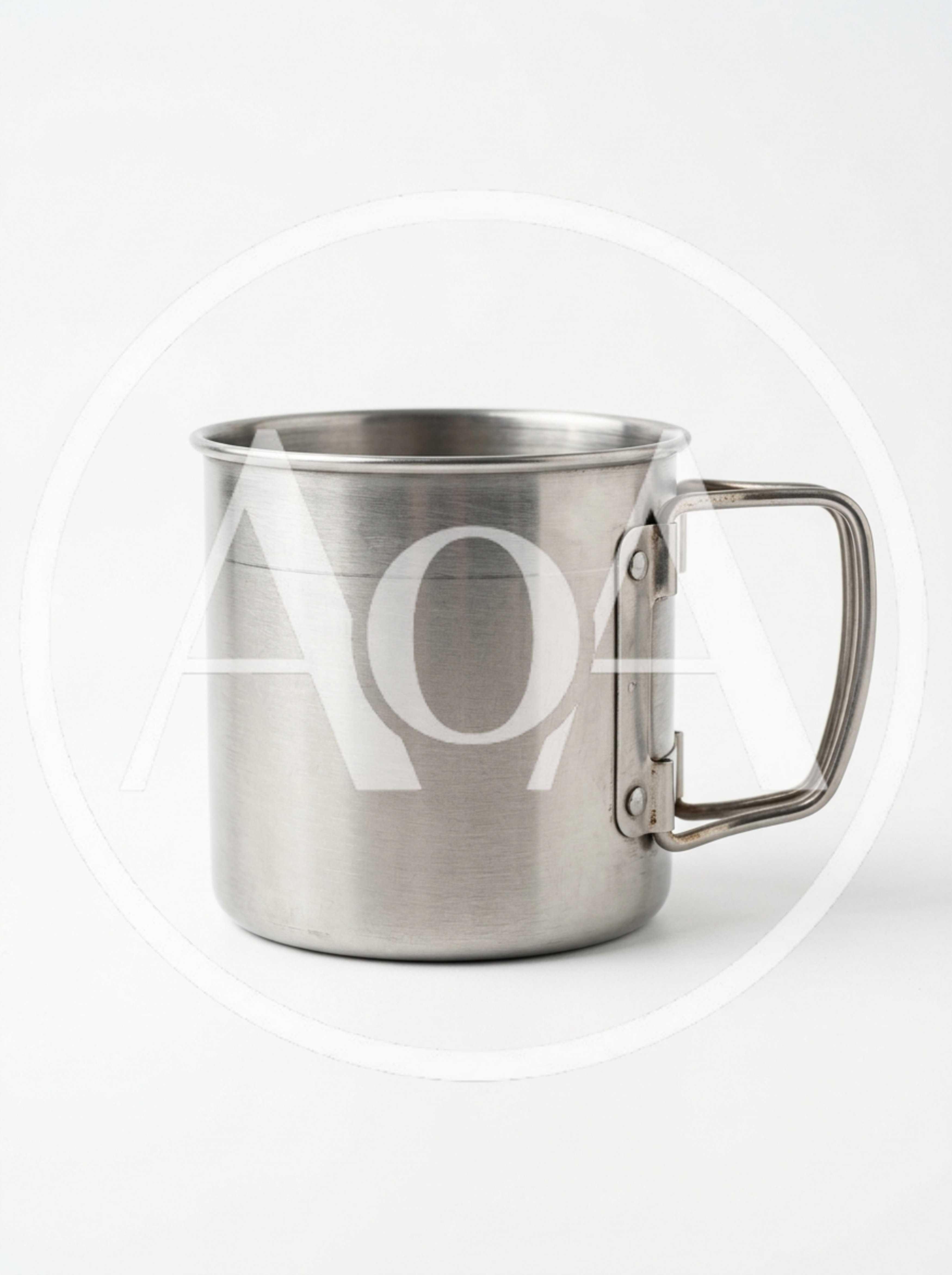 Stainless Steel Camping Mug Isolated On White Background