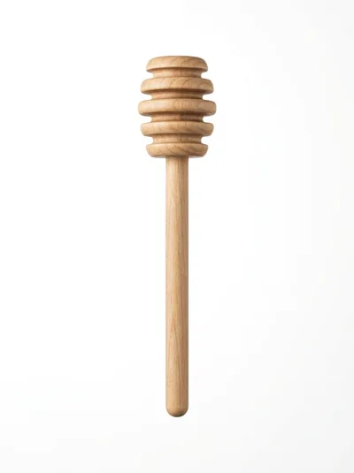 Wooden Honey Dipper Isolated On White Background