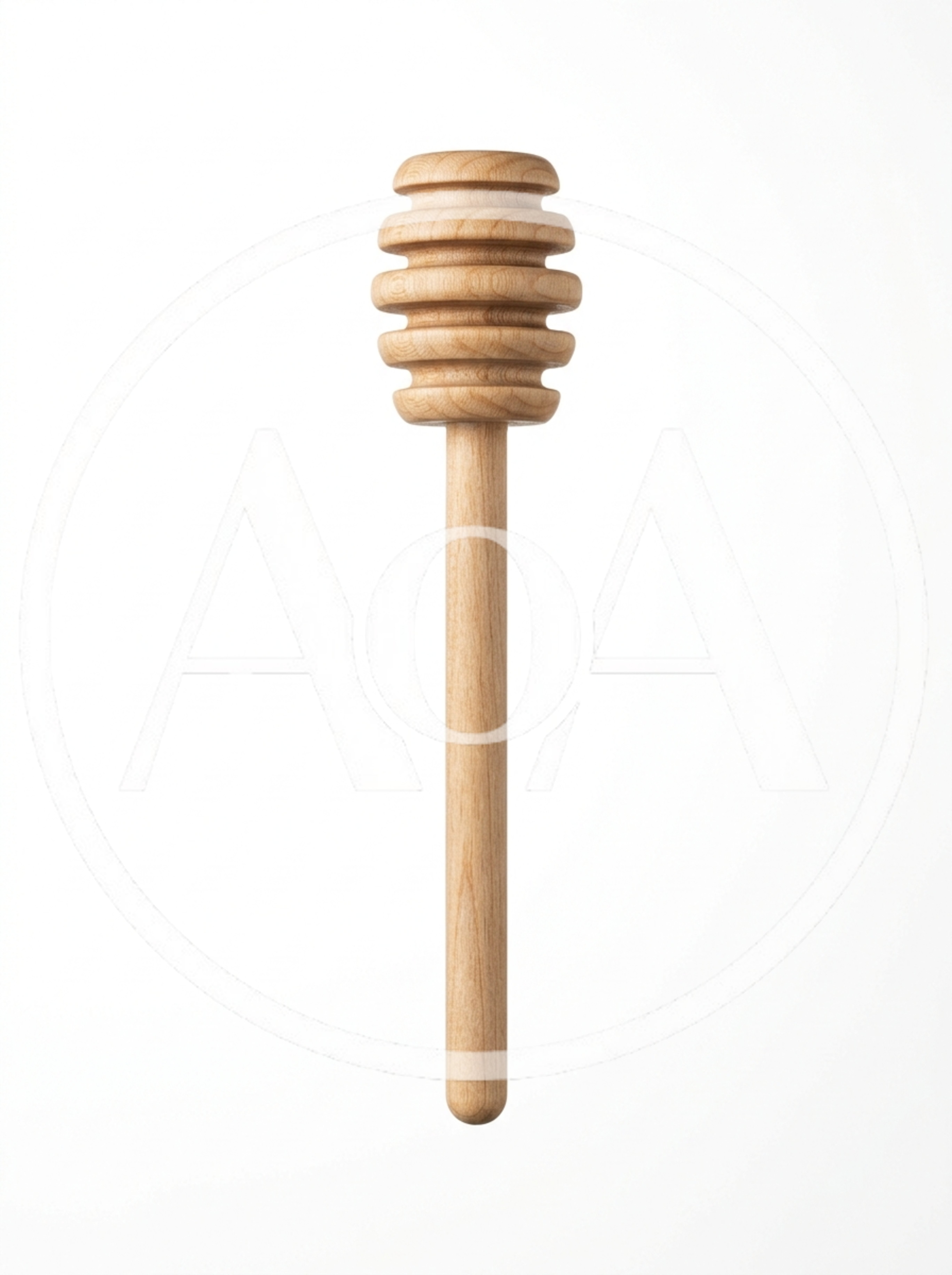 Wooden Honey Dipper Isolated On White Background