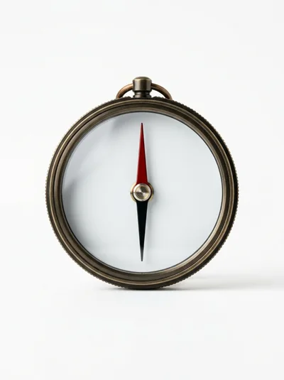 Vintage Brass Compass With Red And Black Needle