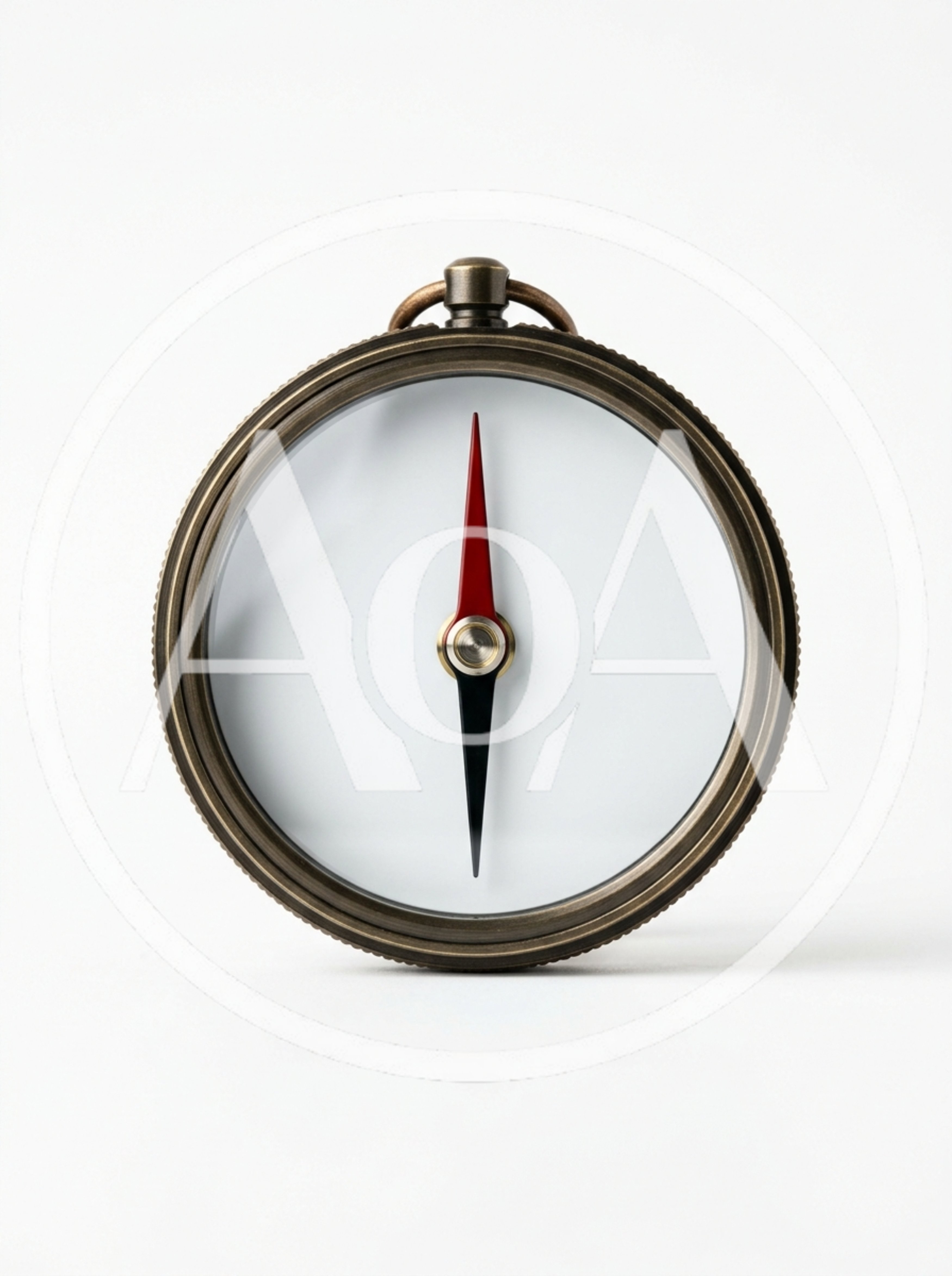 Vintage Brass Compass With Red And Black Needle