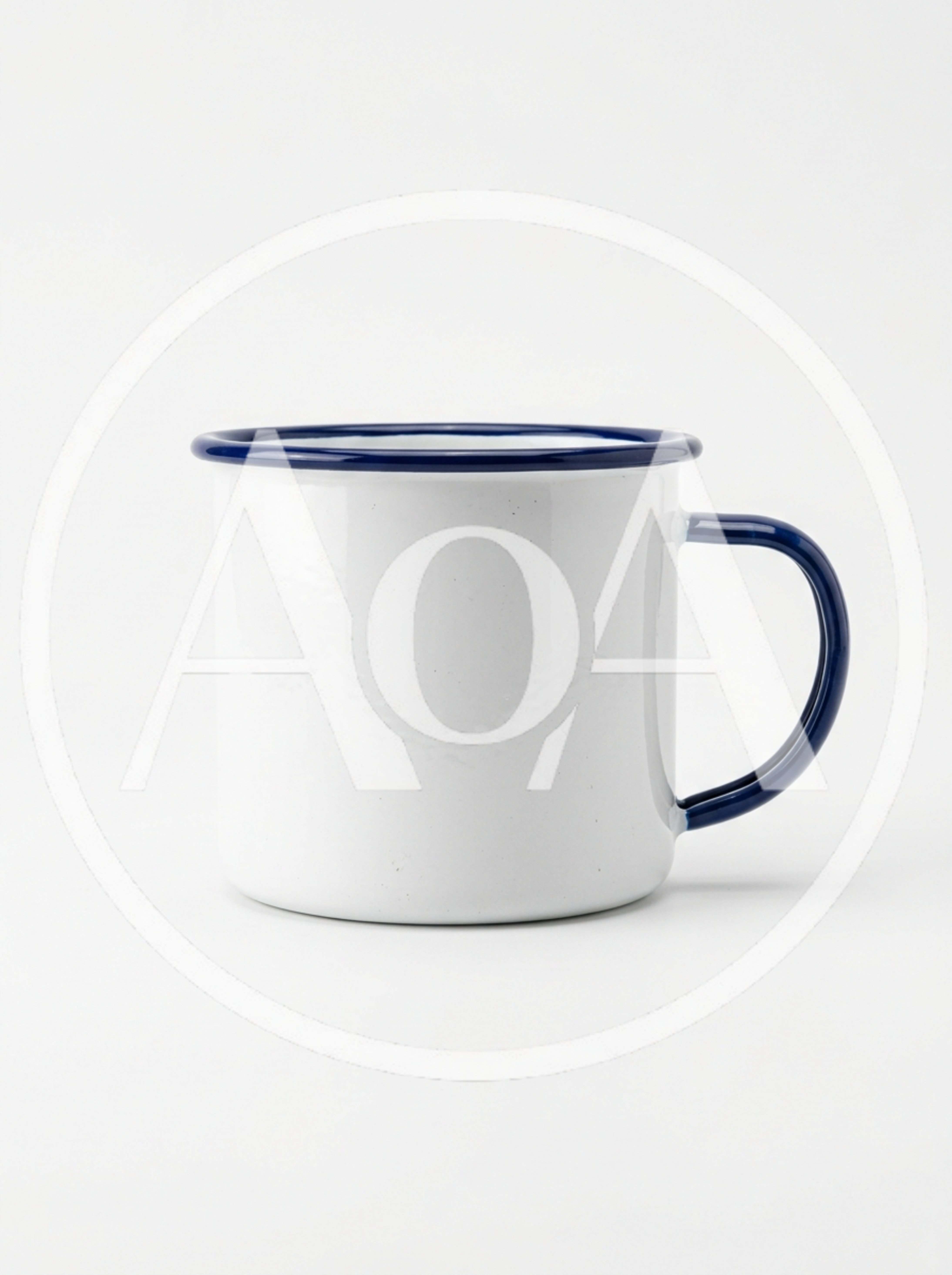 White Enamel Mug With Blue Rim