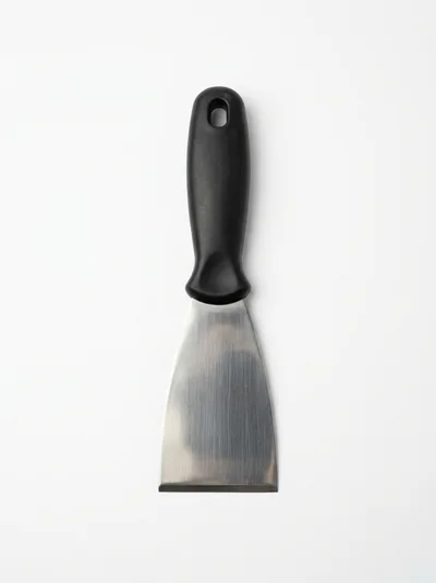 Metal Putty Knife With Black Handle