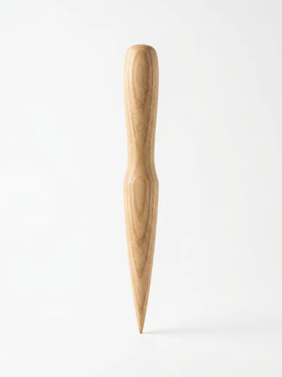 Wooden Awl Tool Standing Upright On White Background