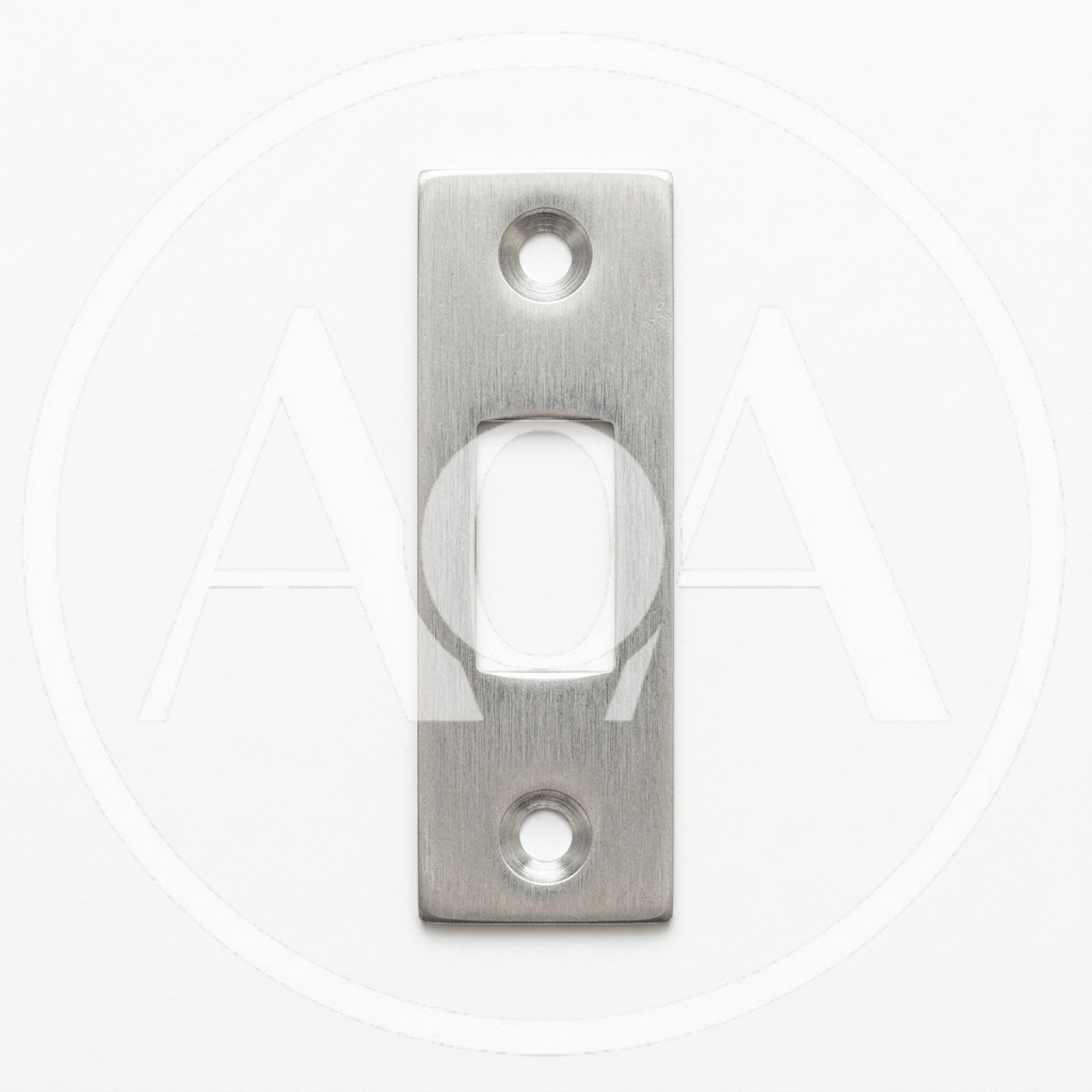 Brushed Metal Door Strike Plate On White Background