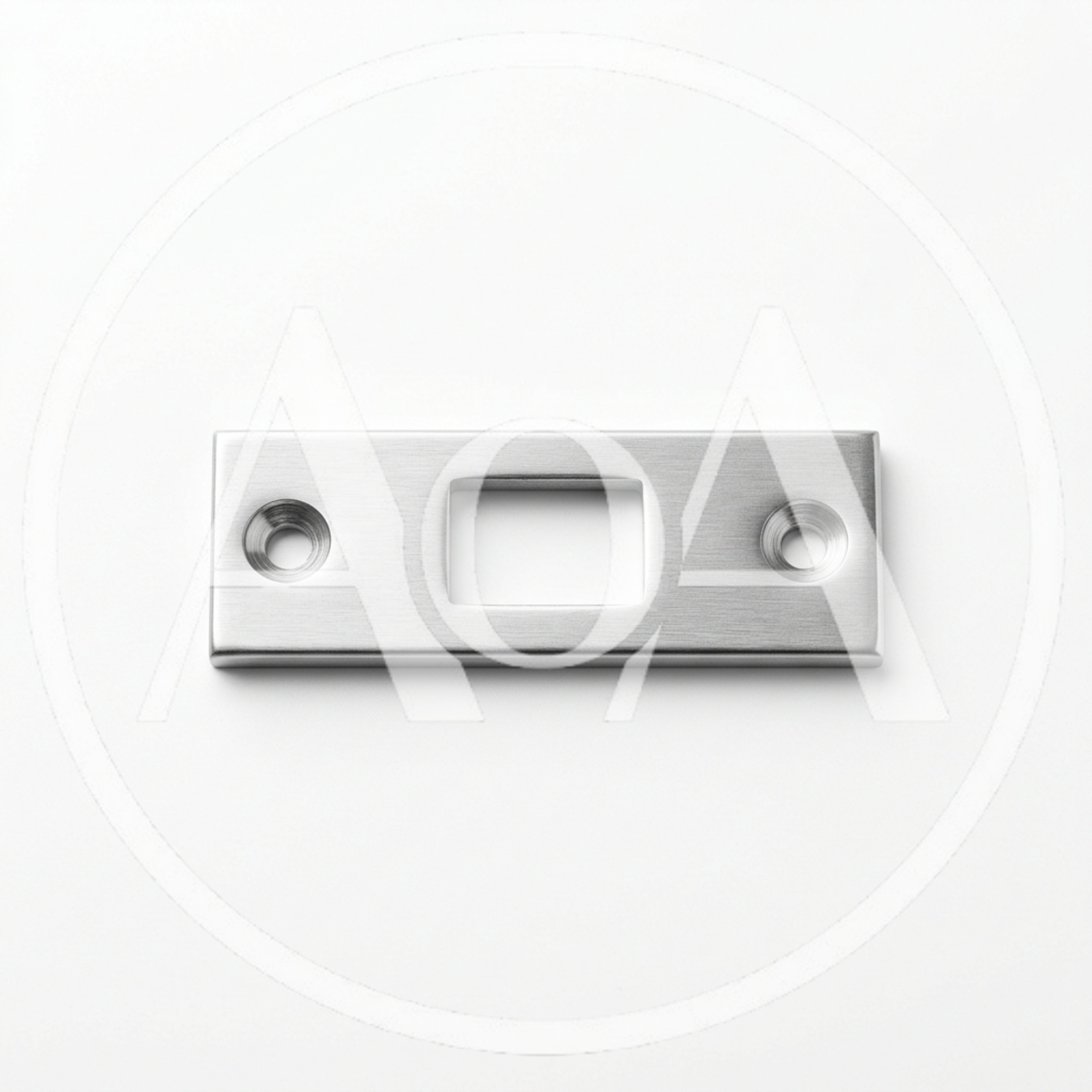 Brushed Metal Door Strike Plate On White Background