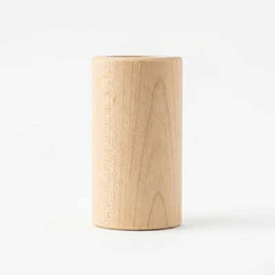 Minimalist Wooden Cylinder Object On White Background