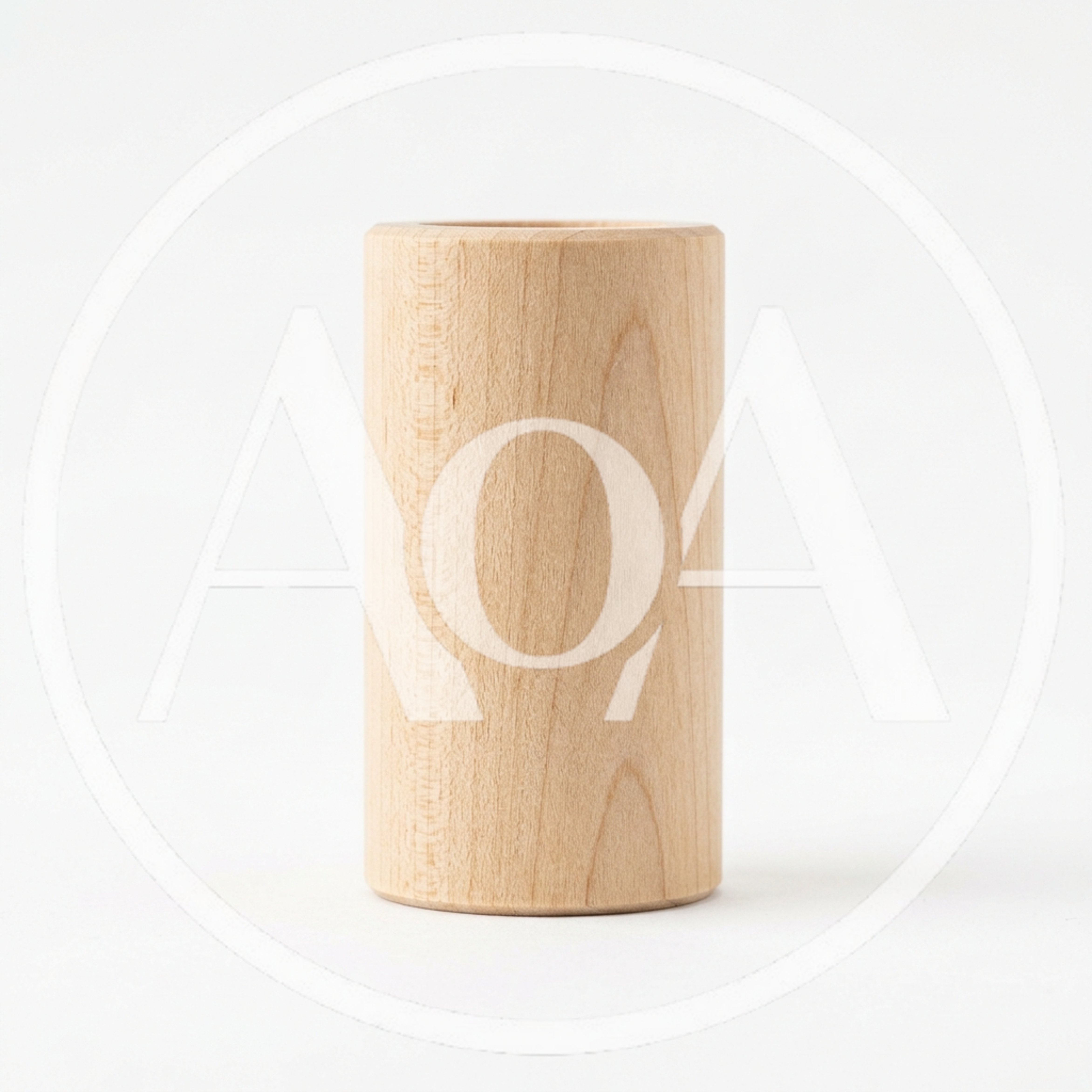 Minimalist Wooden Cylinder Object On White Background
