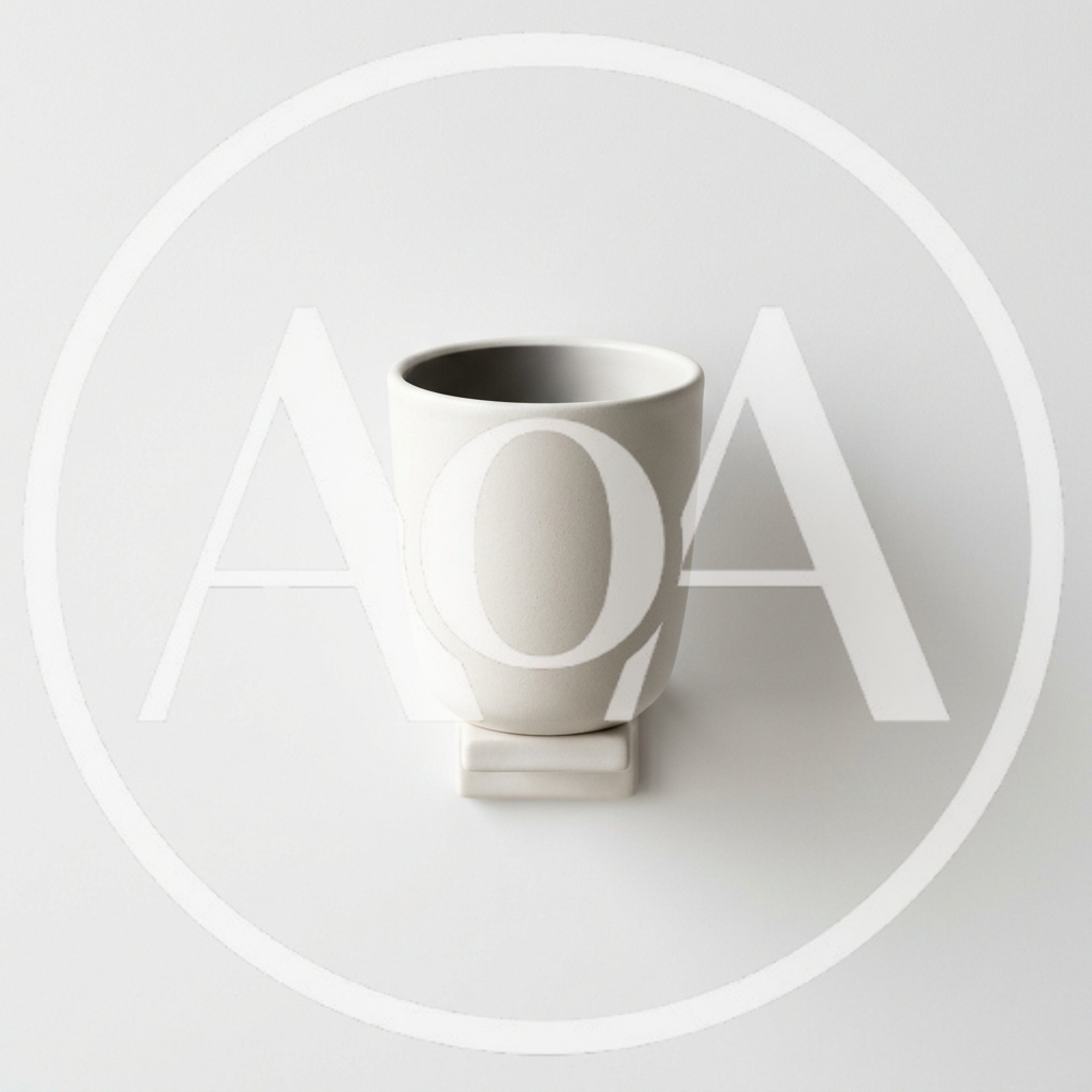Minimalist Ceramic Cup Mounted On A White Wall