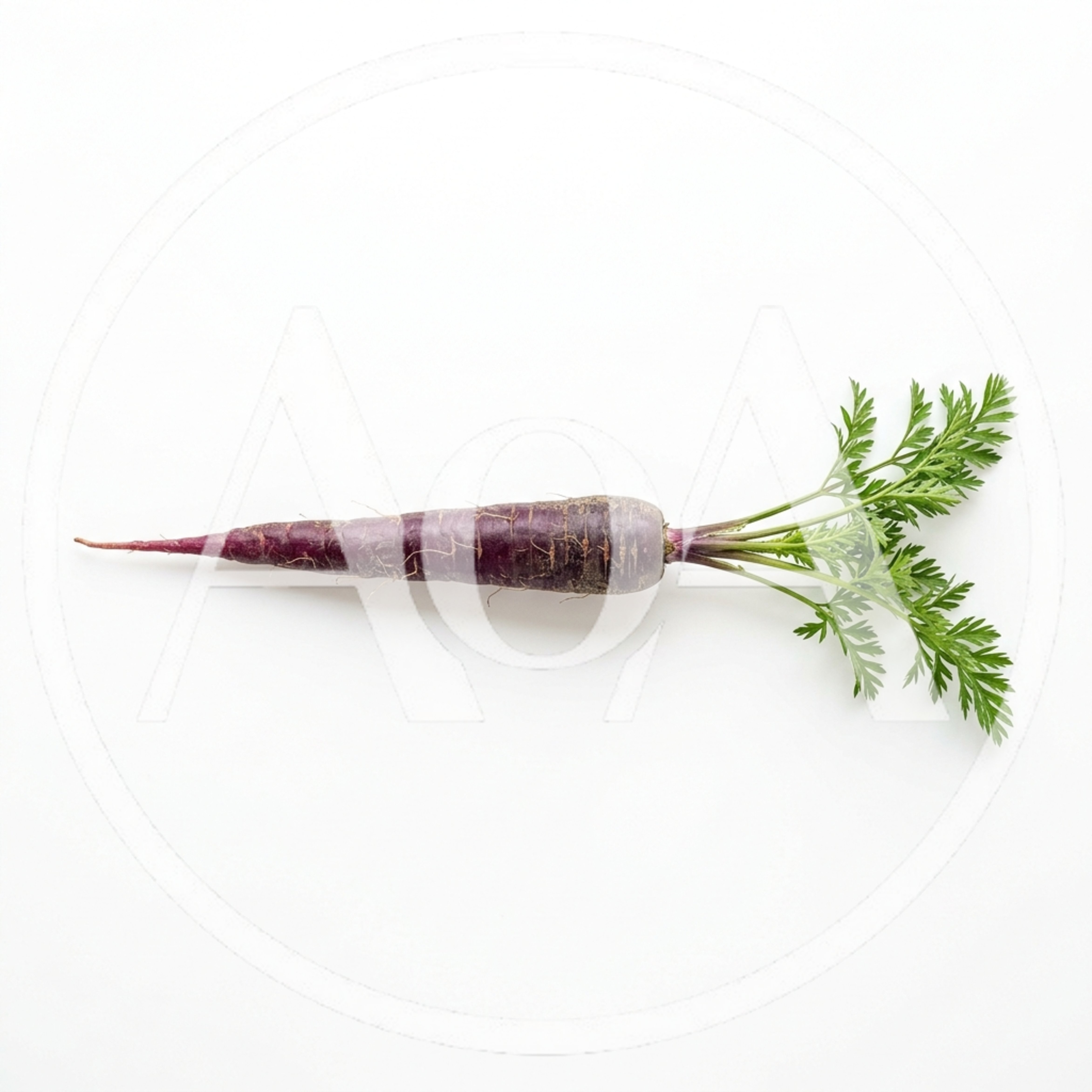 Single Purple Carrot With Green Tops