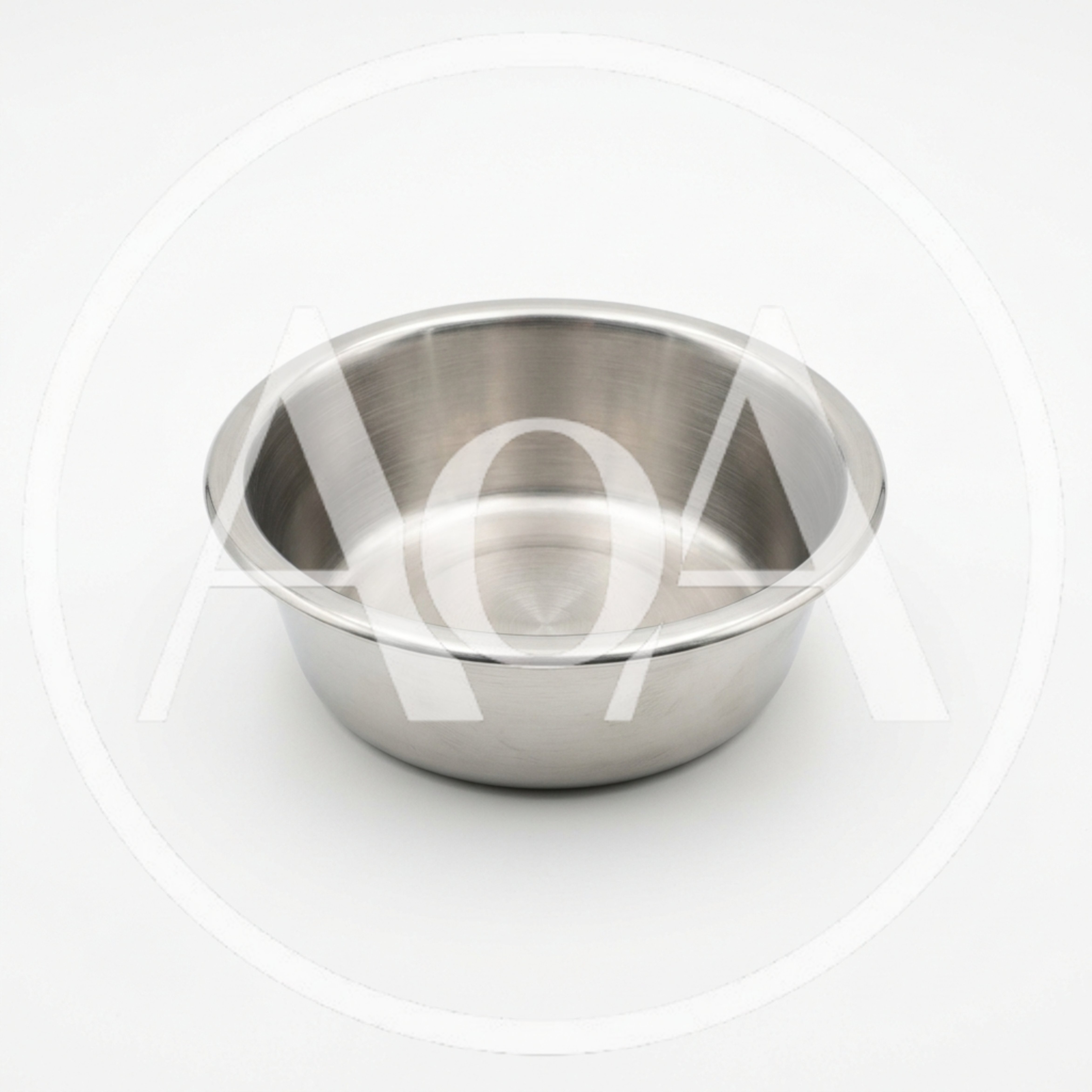 Empty Stainless Steel Pet Bowl On White Background