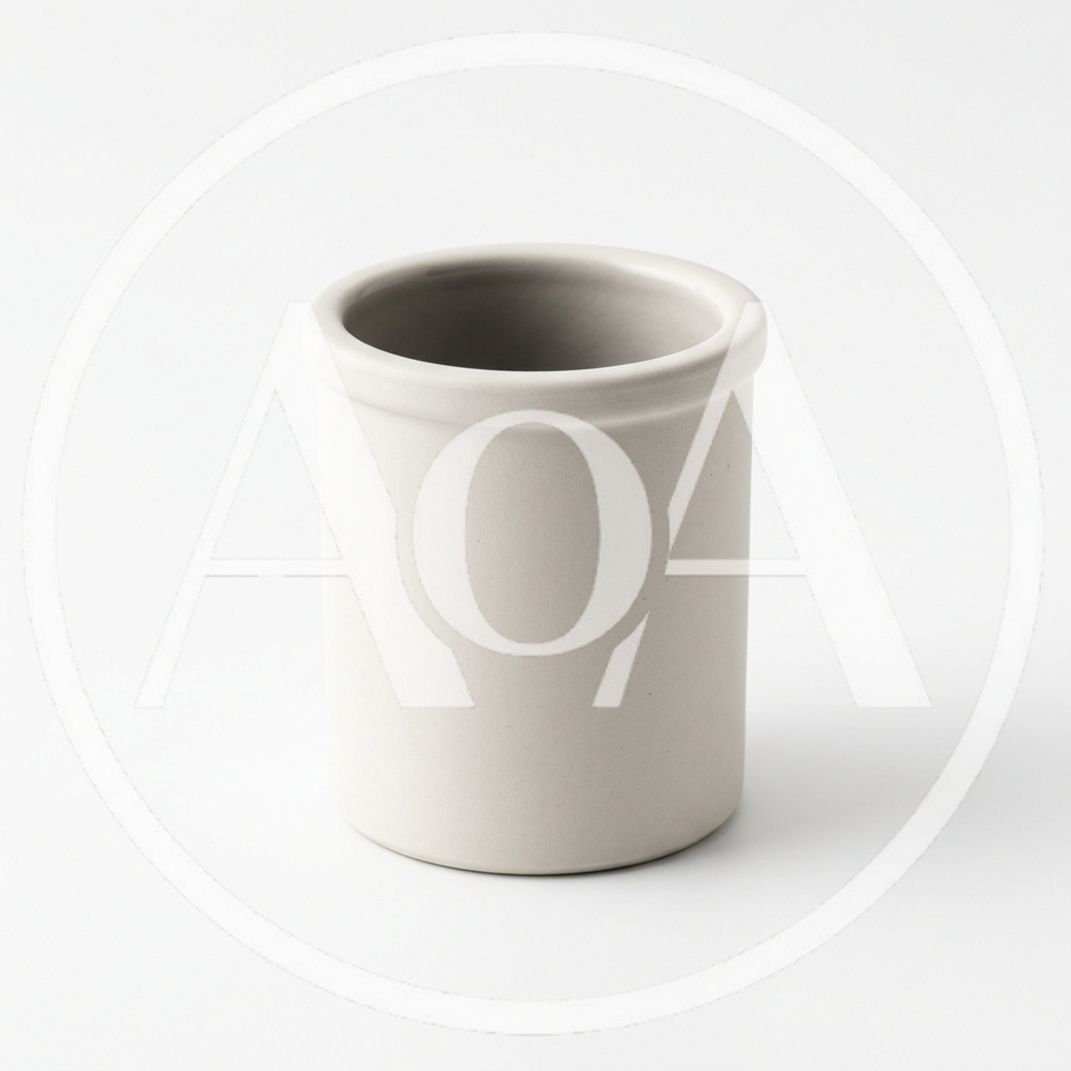 Minimalist Ceramic Utensil Holder On White Background