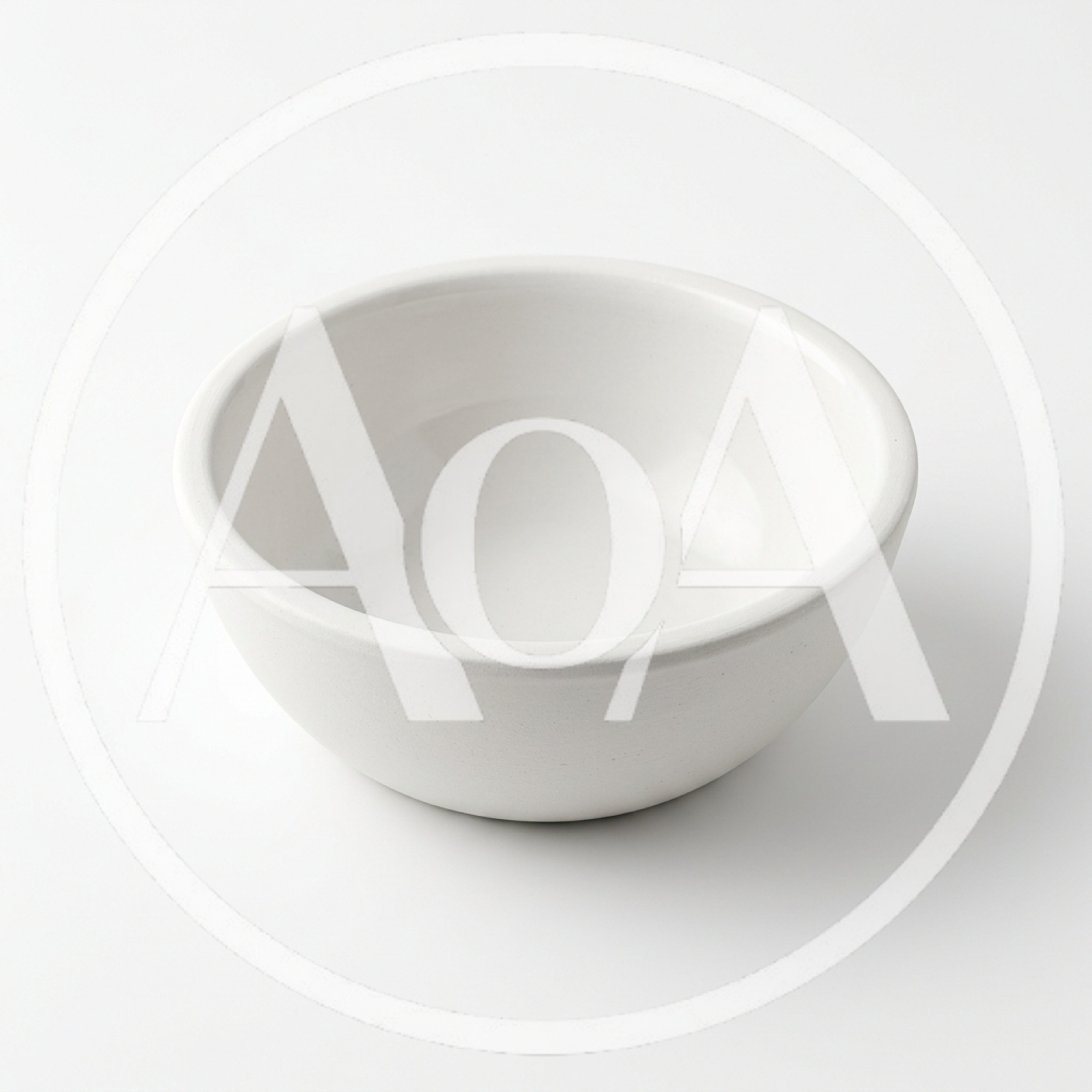 Minimalist White Ceramic Bowl on White Background