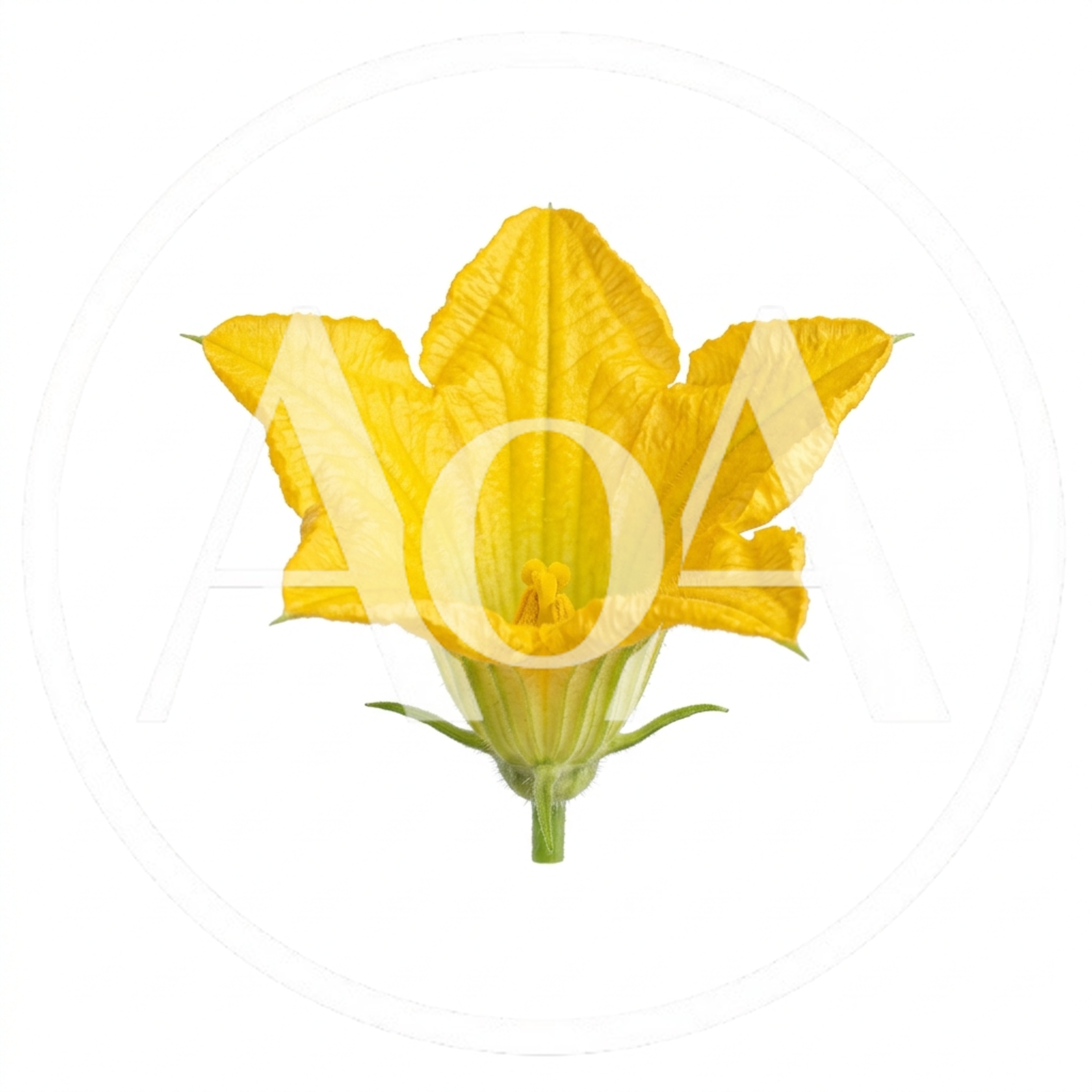 Single Yellow Squash Blossom Flower Isolated On White