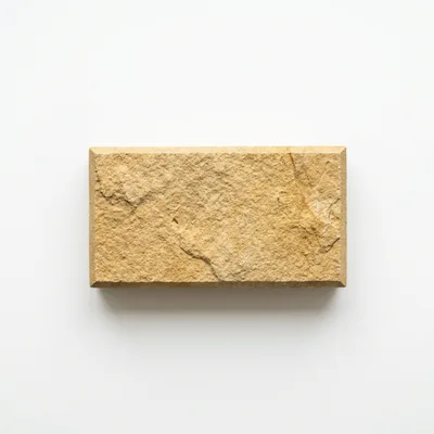 Single Rectangular Sandstone Brick On White Background