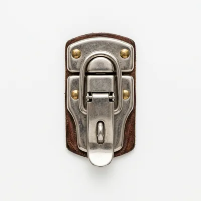 Vintage Metal Trunk Latch On Leather Background