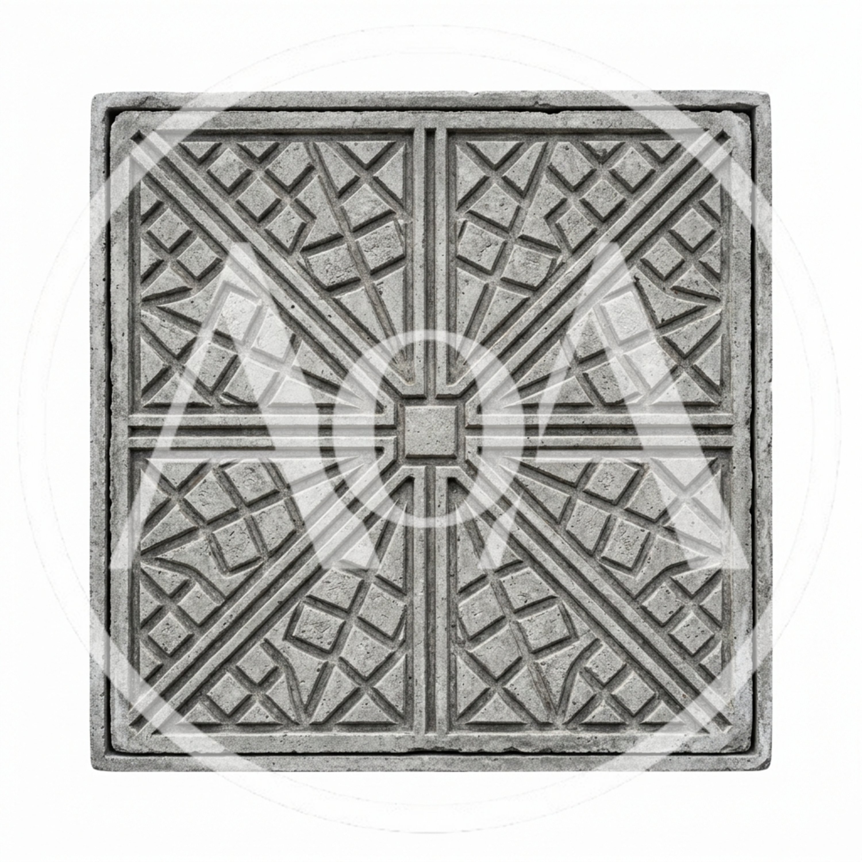 Square Concrete Paver With Geometric Relief Pattern