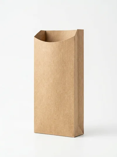Empty Brown Paper Food Bag Standing Upright