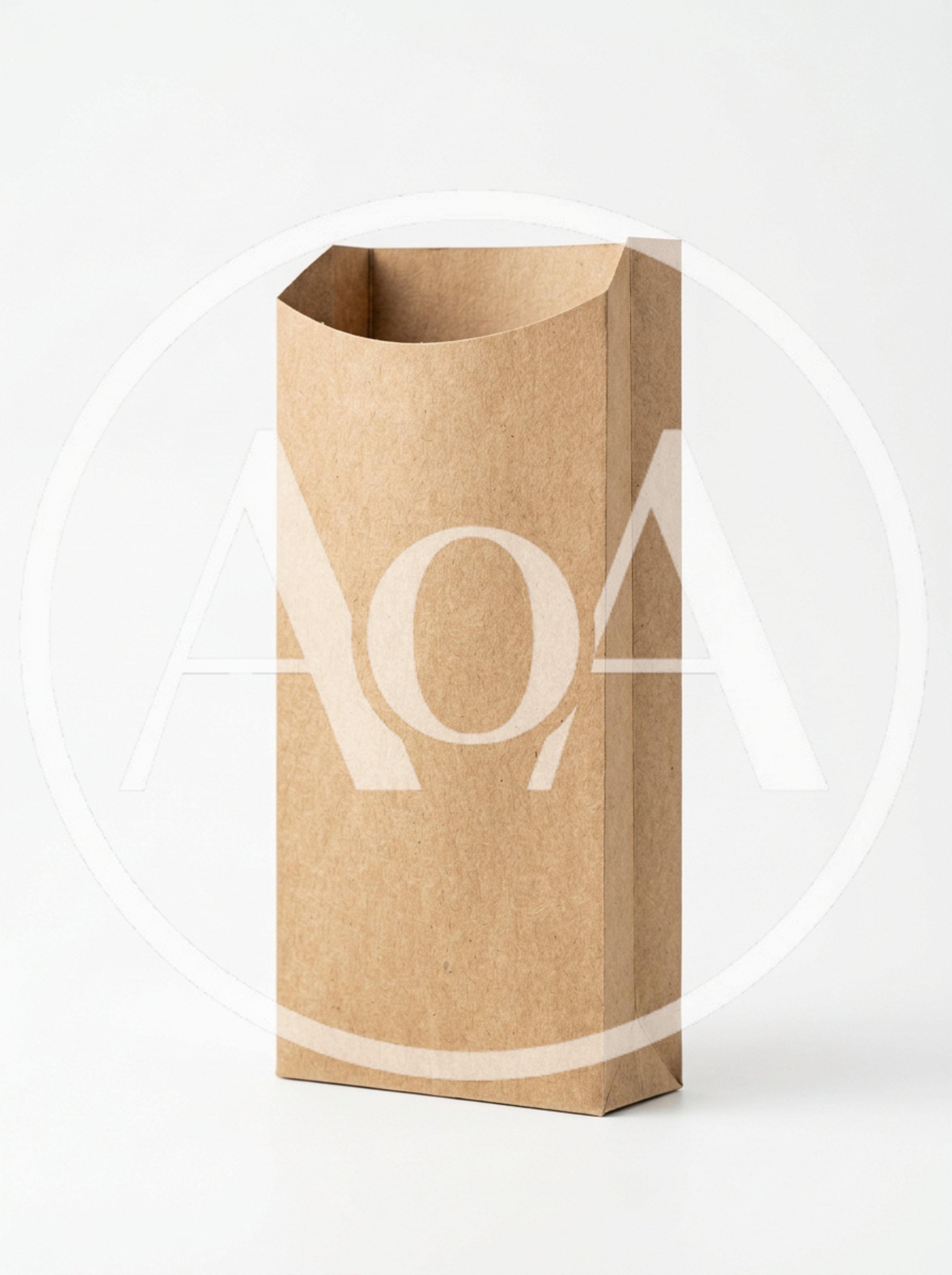Empty Brown Paper Food Bag Standing Upright