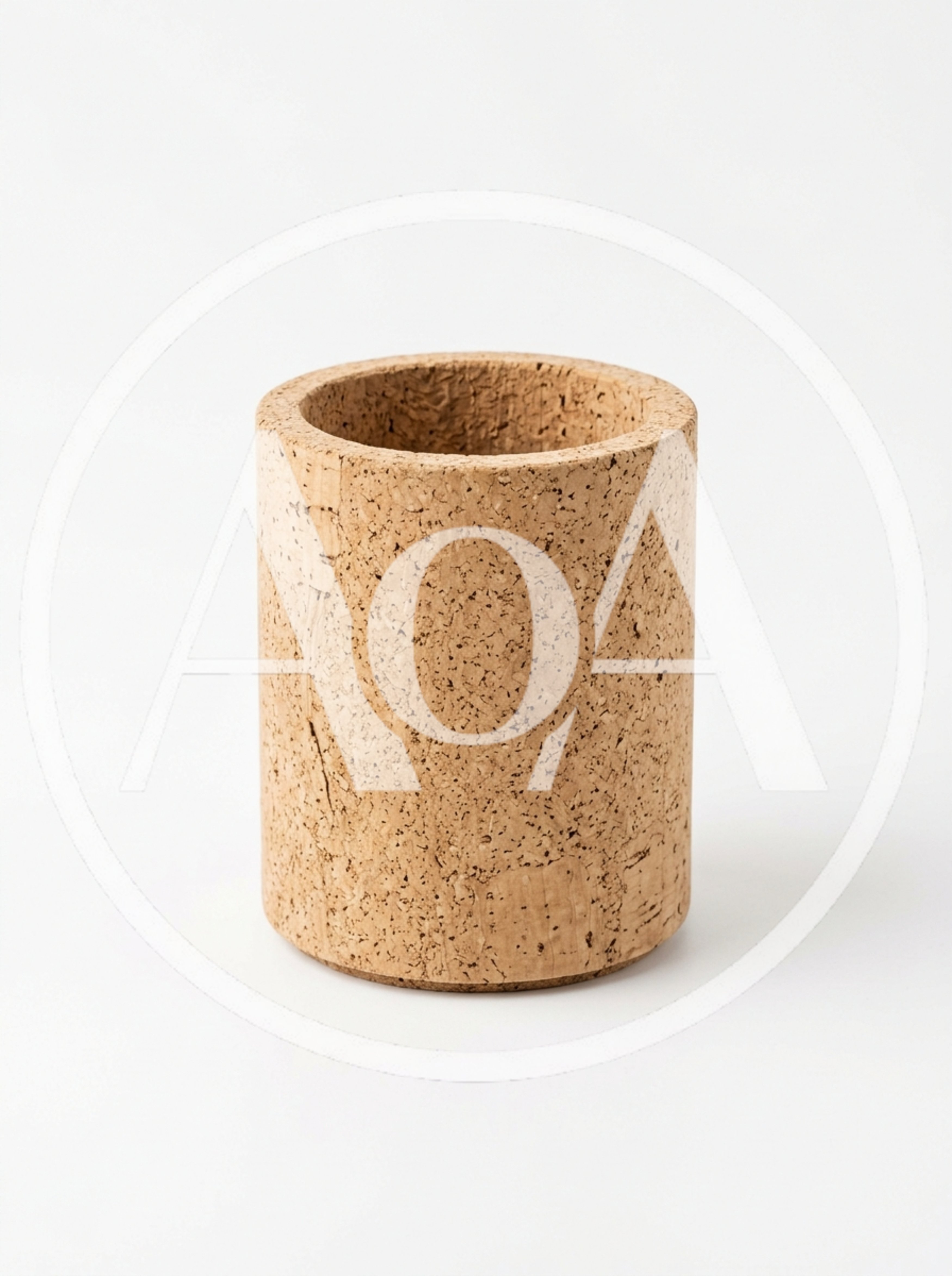Cylindrical Cork Pen Holder On White Background